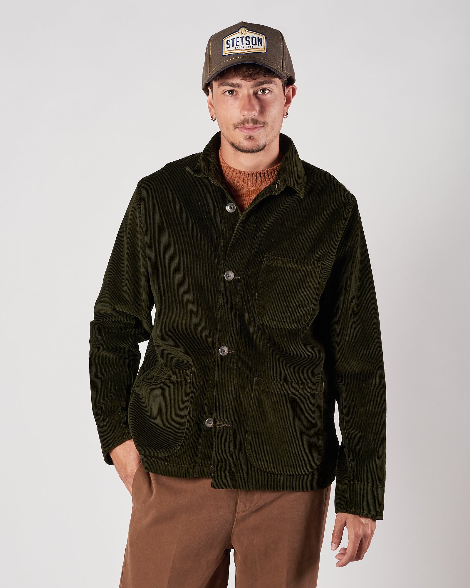 Giacca camicia Bl'ker in velluto verde