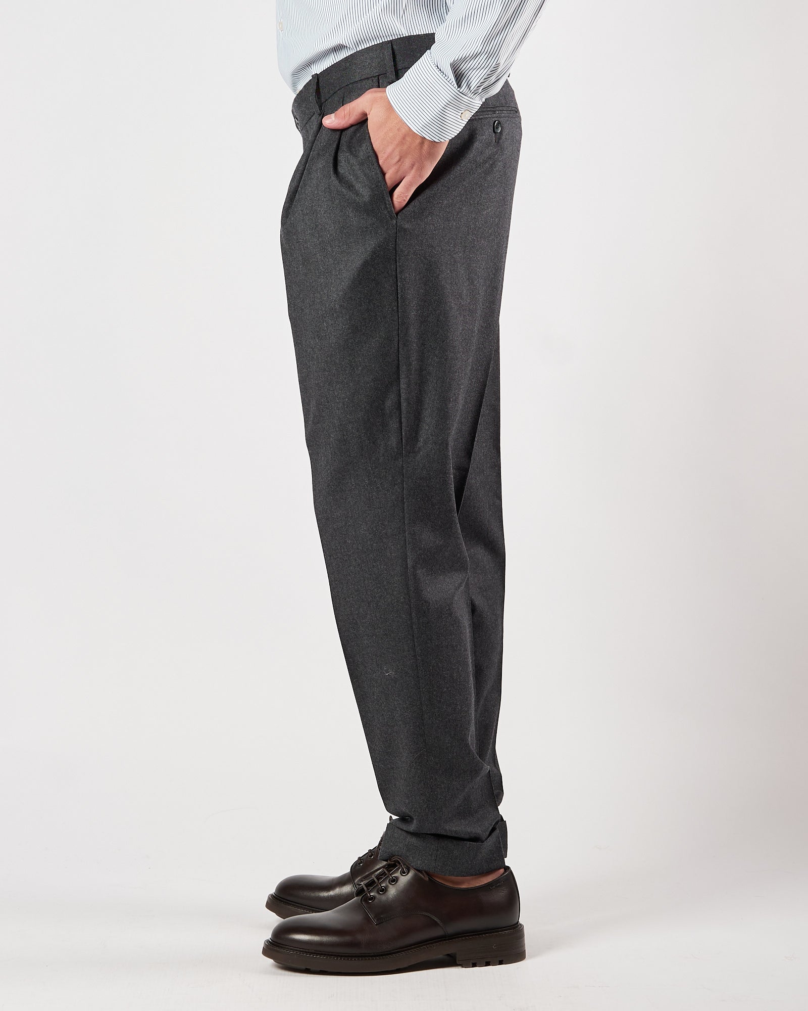 Pantalone Luigi Bianchi doppia pence grigio
