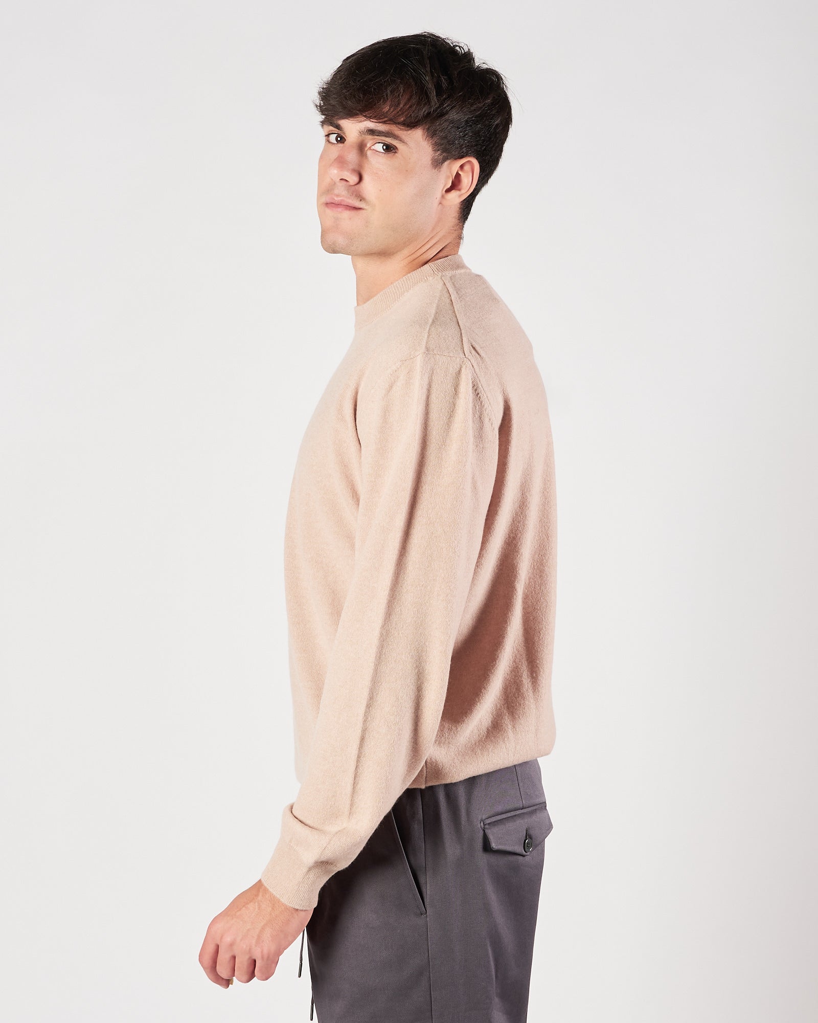 Maglia A|STORE girocollo beige in cachemere over