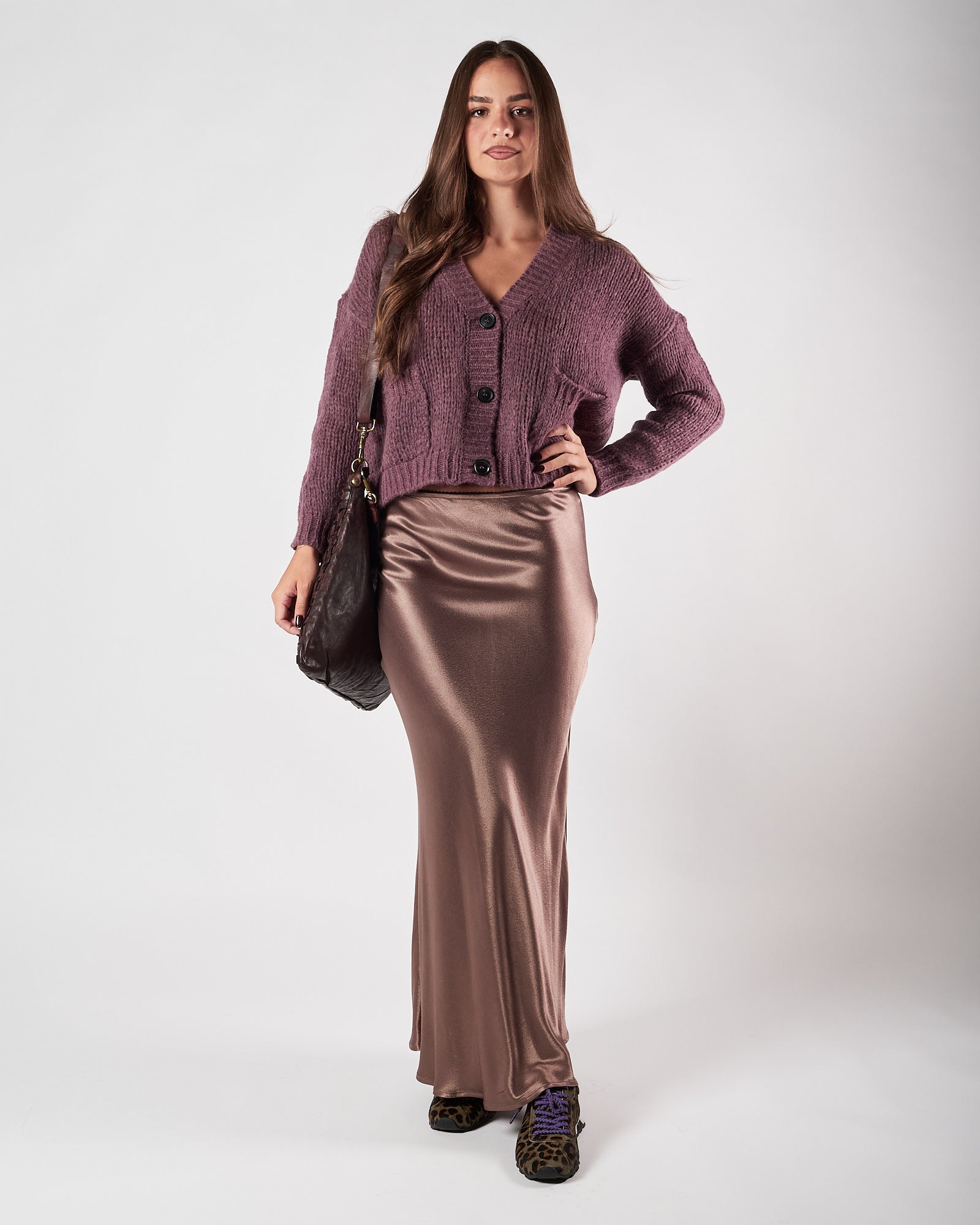 Gonna Eleh lunga in satin fango