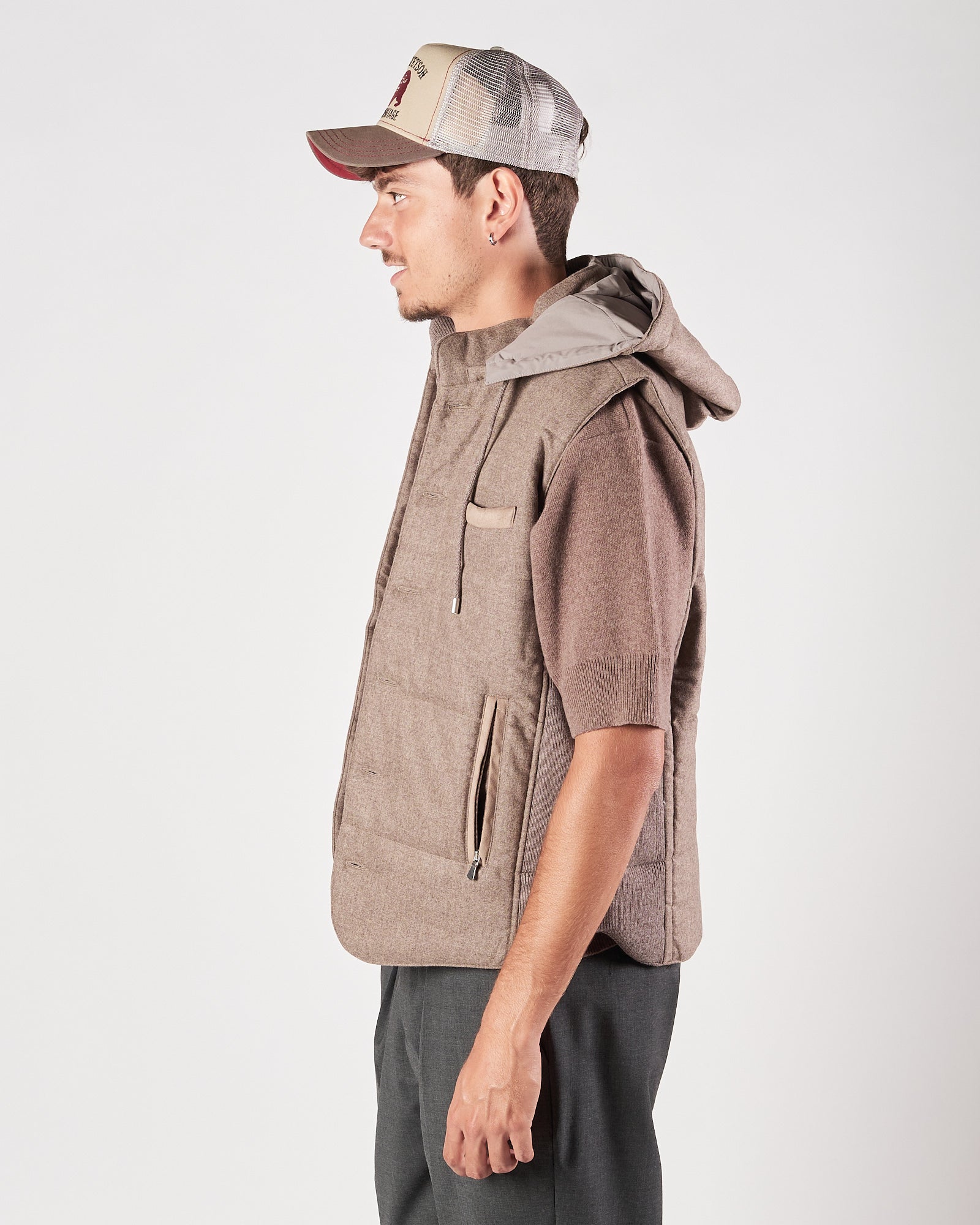 Gilet A|STORE in tessuto tortora e grigio