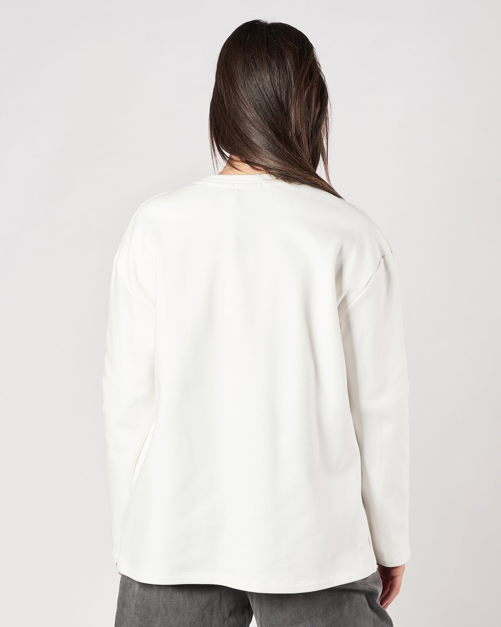 Maglia Eleh maniche lunghe felpata bianca