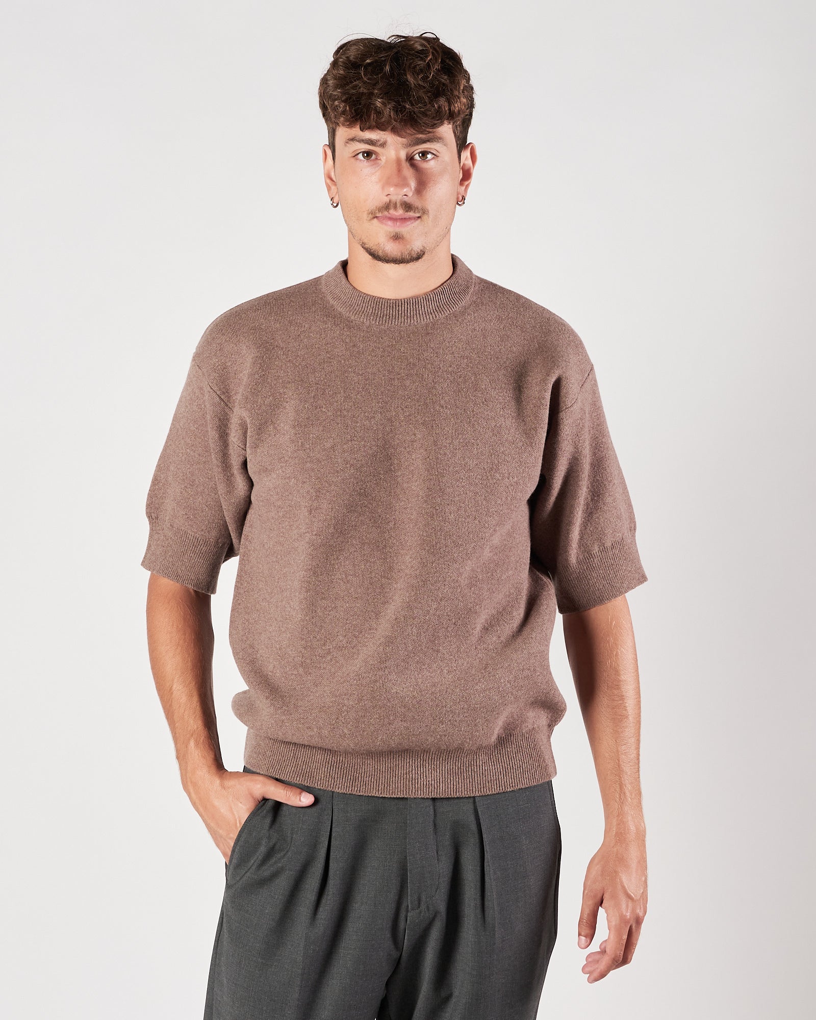 Maglia Daniele Fiesoli giricollo manica corta tortora