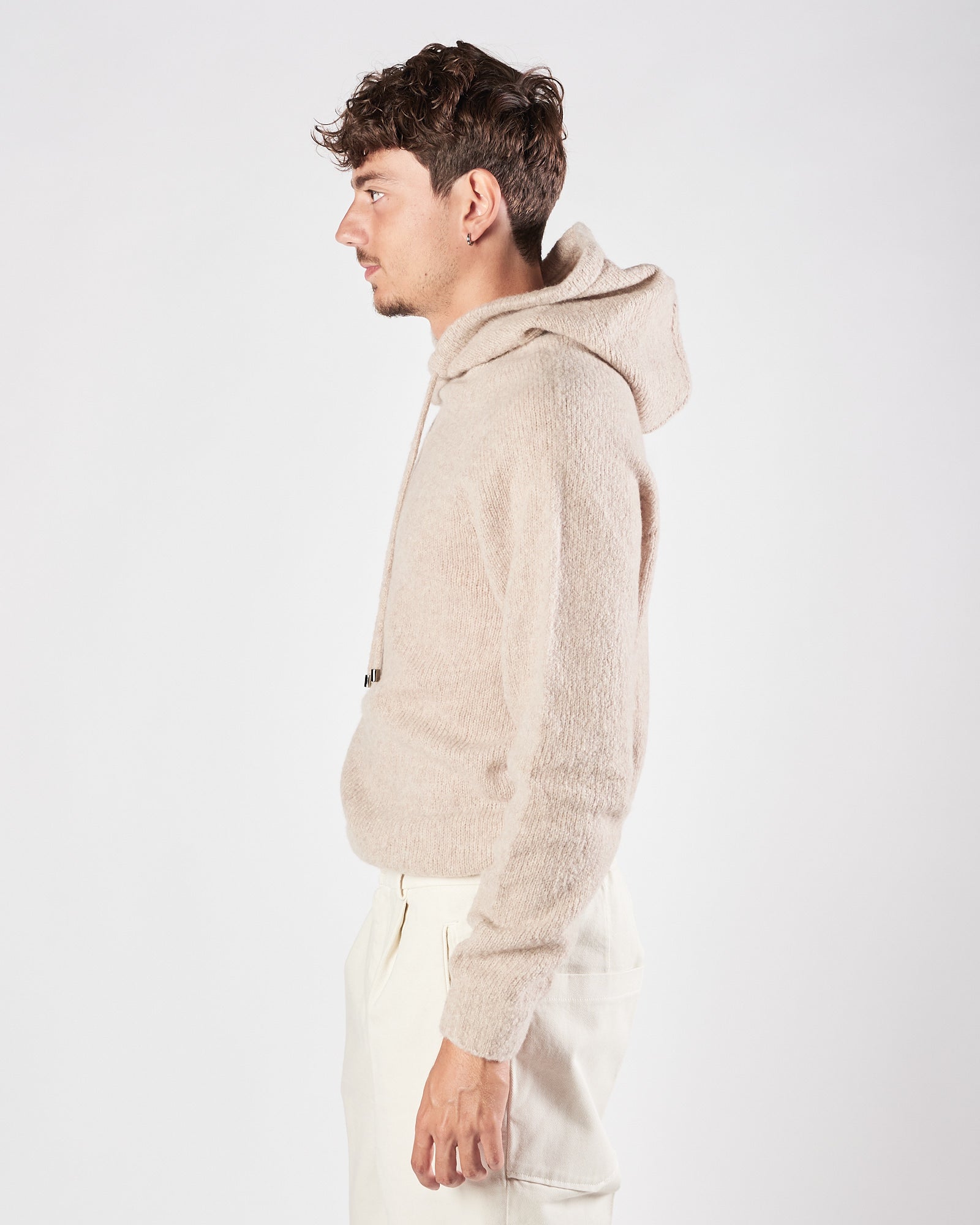 Maglia A|STORE lana e cachemere con cappuccio beige