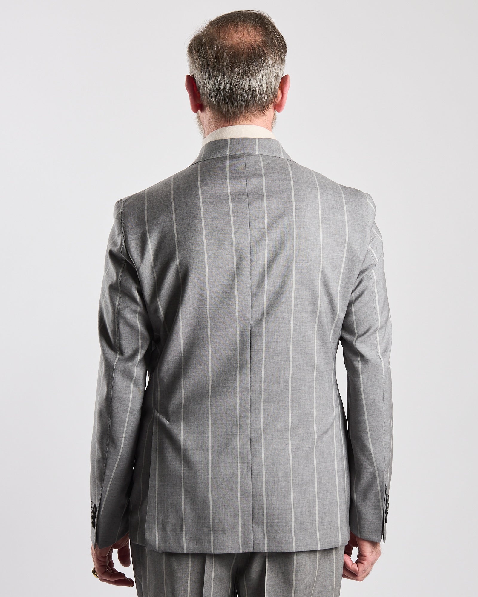 Giacca Lbm1911 doppio petto gessata grigia