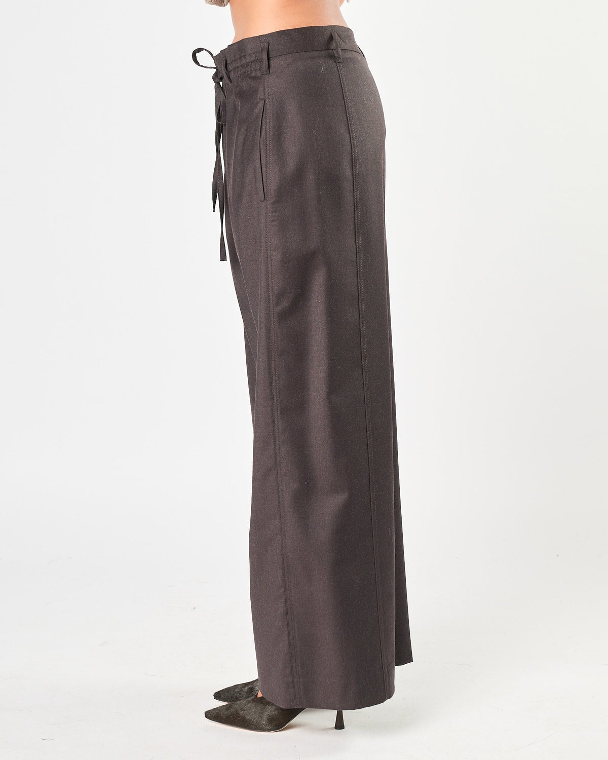 Pantalone Tela9 con elastico in lana moro
