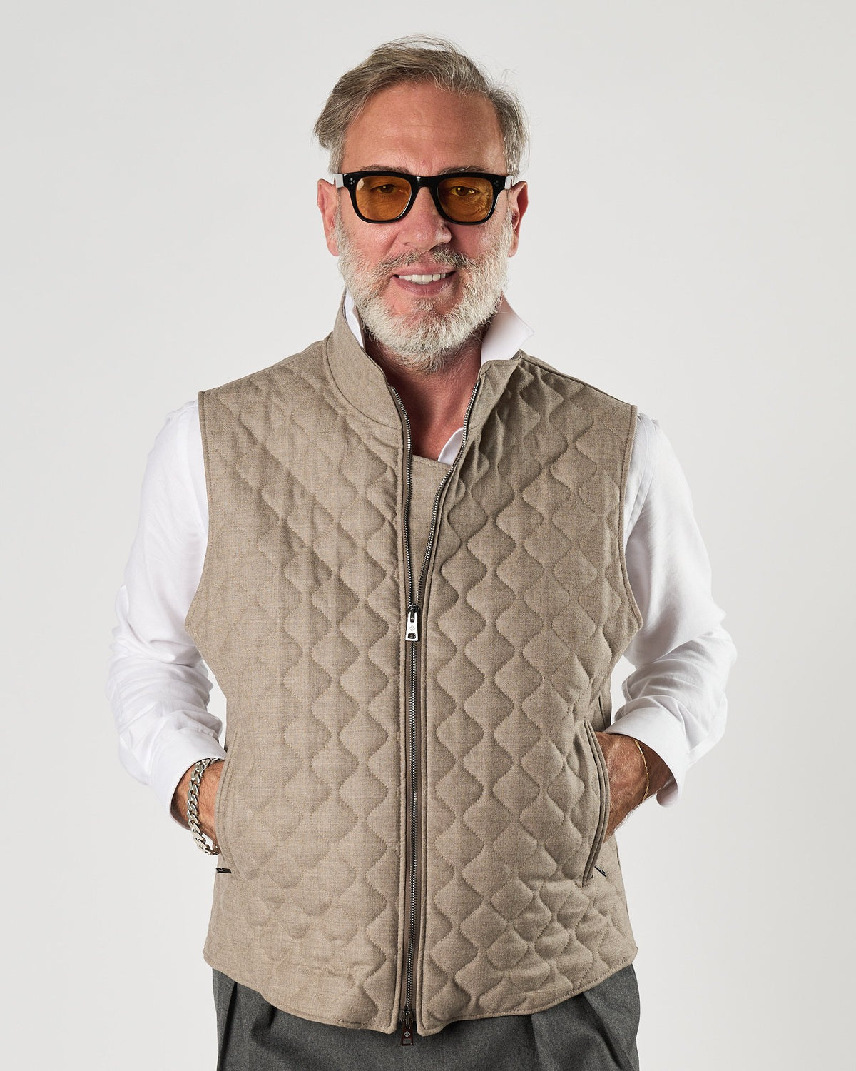 Gilet Tagliatore trapuntato beige