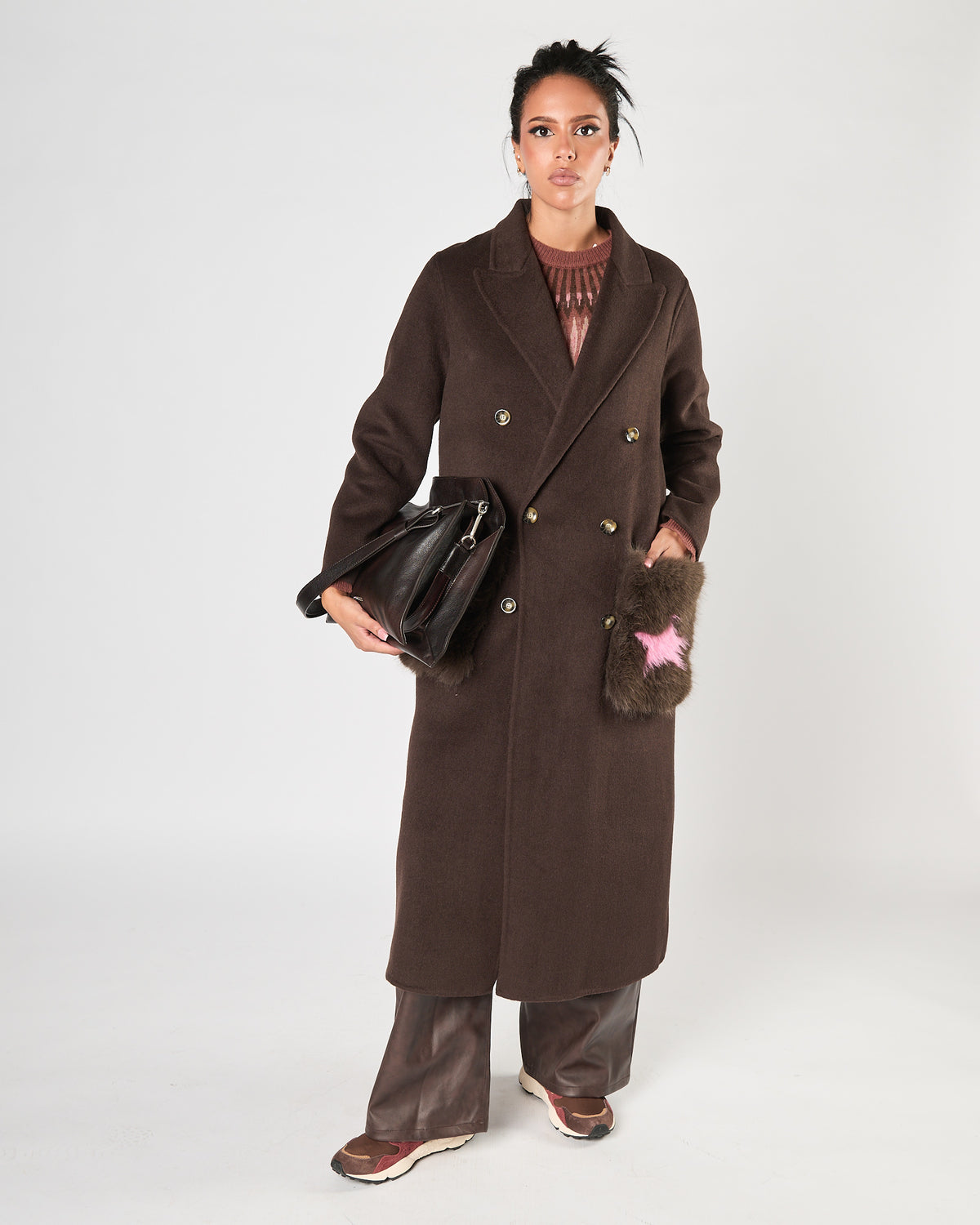 Cappotto Since're Paris marrone tasche fantasia