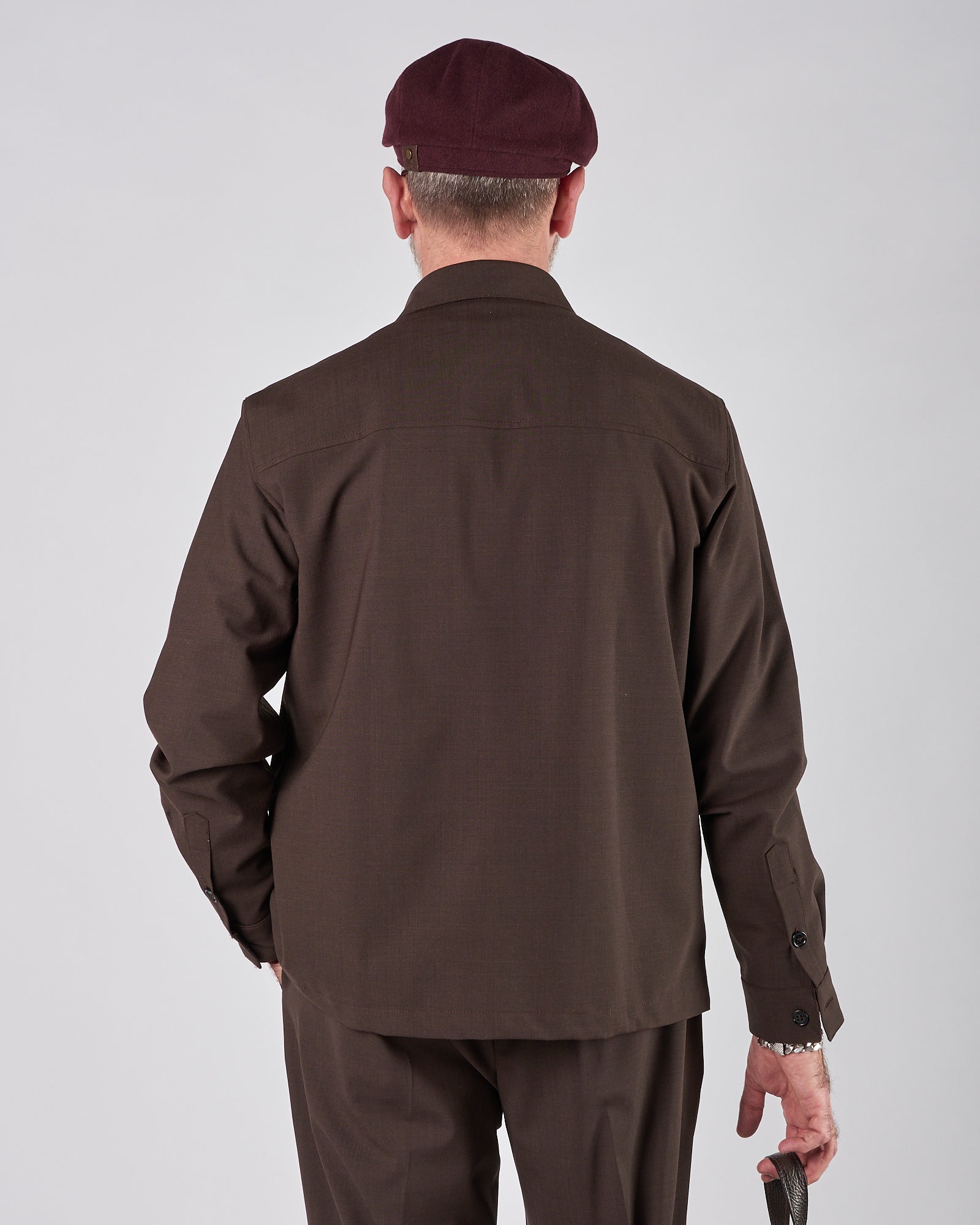 Giacca camicia A|STORE in lana vergine moro