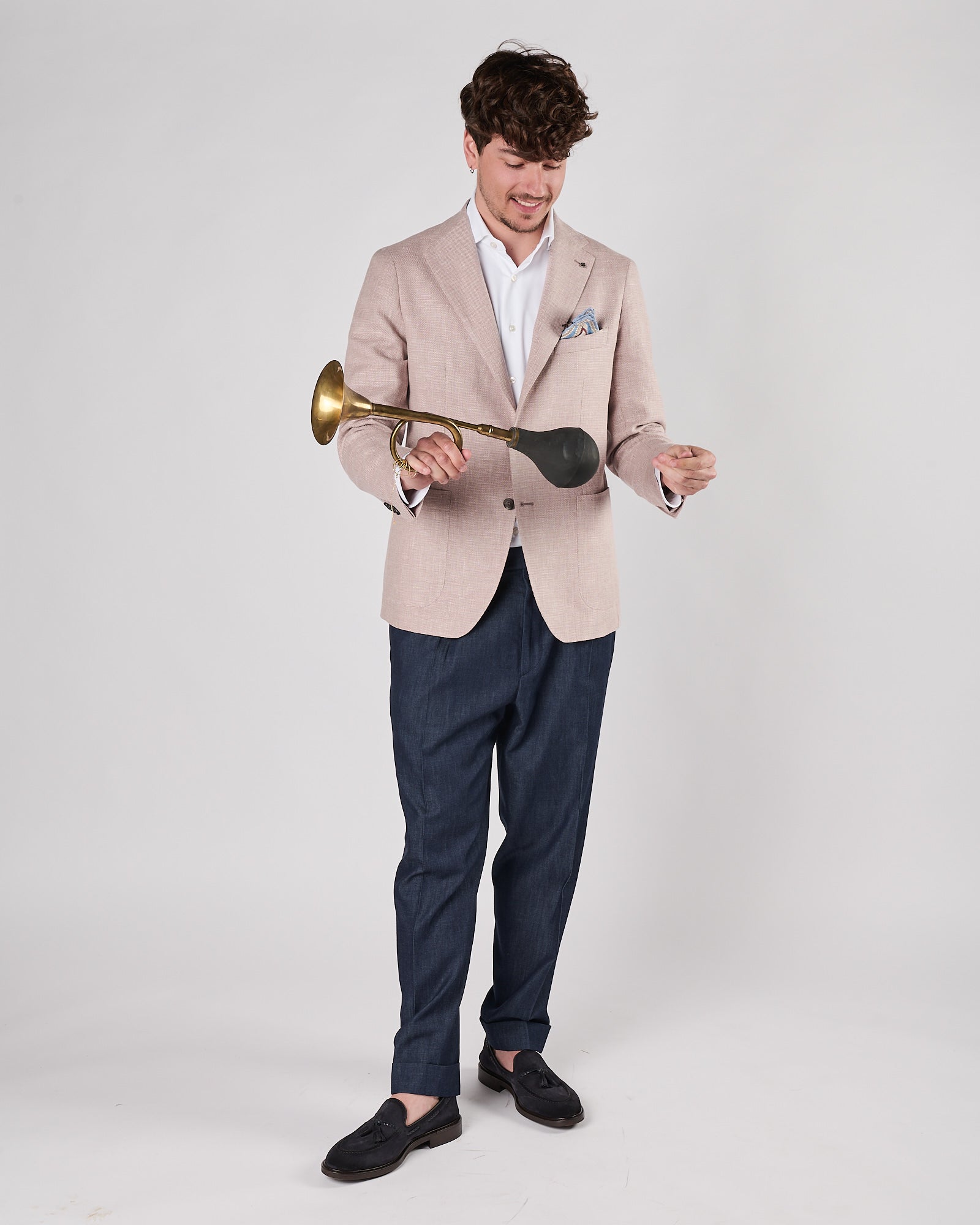 Pantalone Berwich una pence francese blu effetto denim