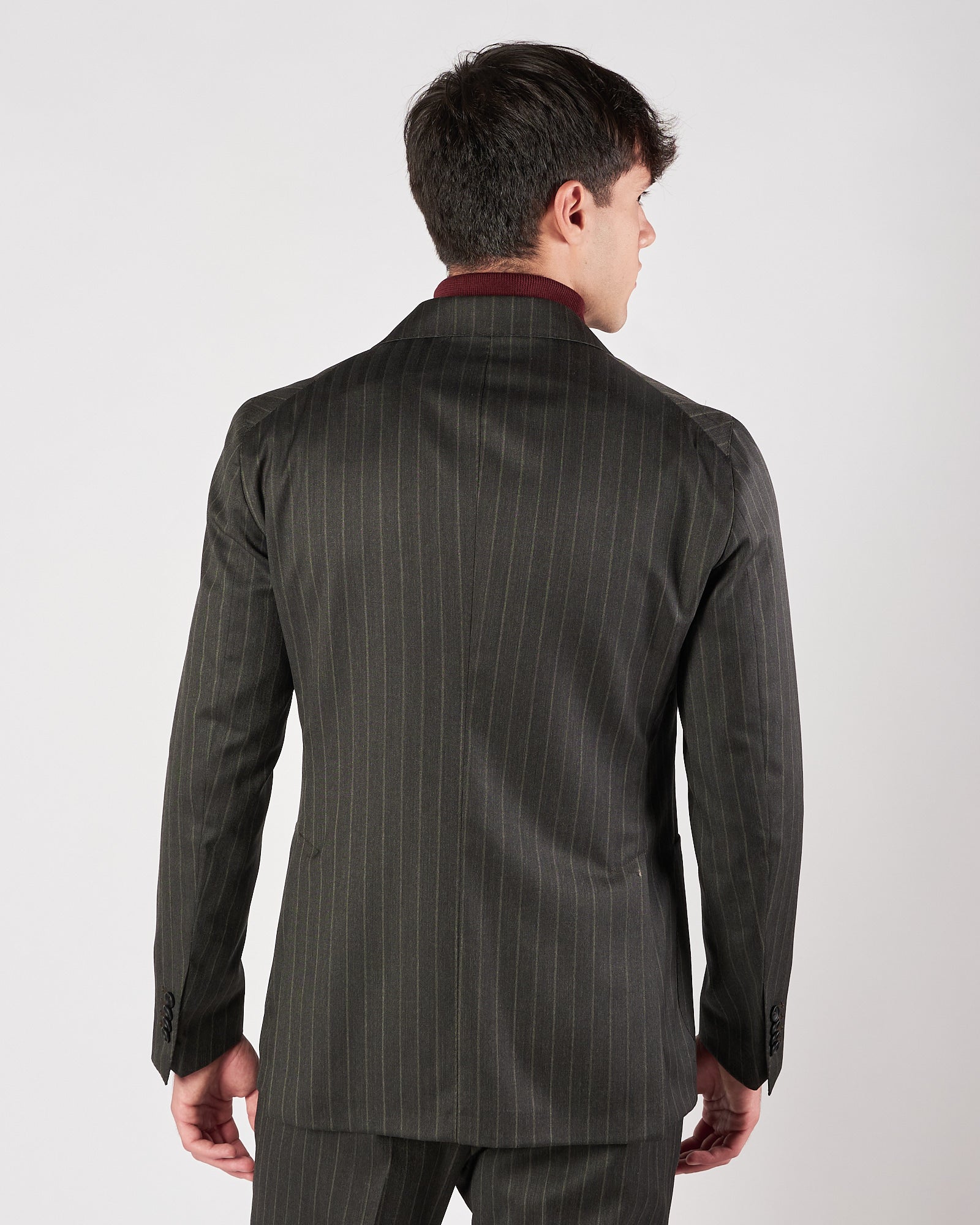 Abito Tagliatore doppio petto quattro bottoni gessato verde