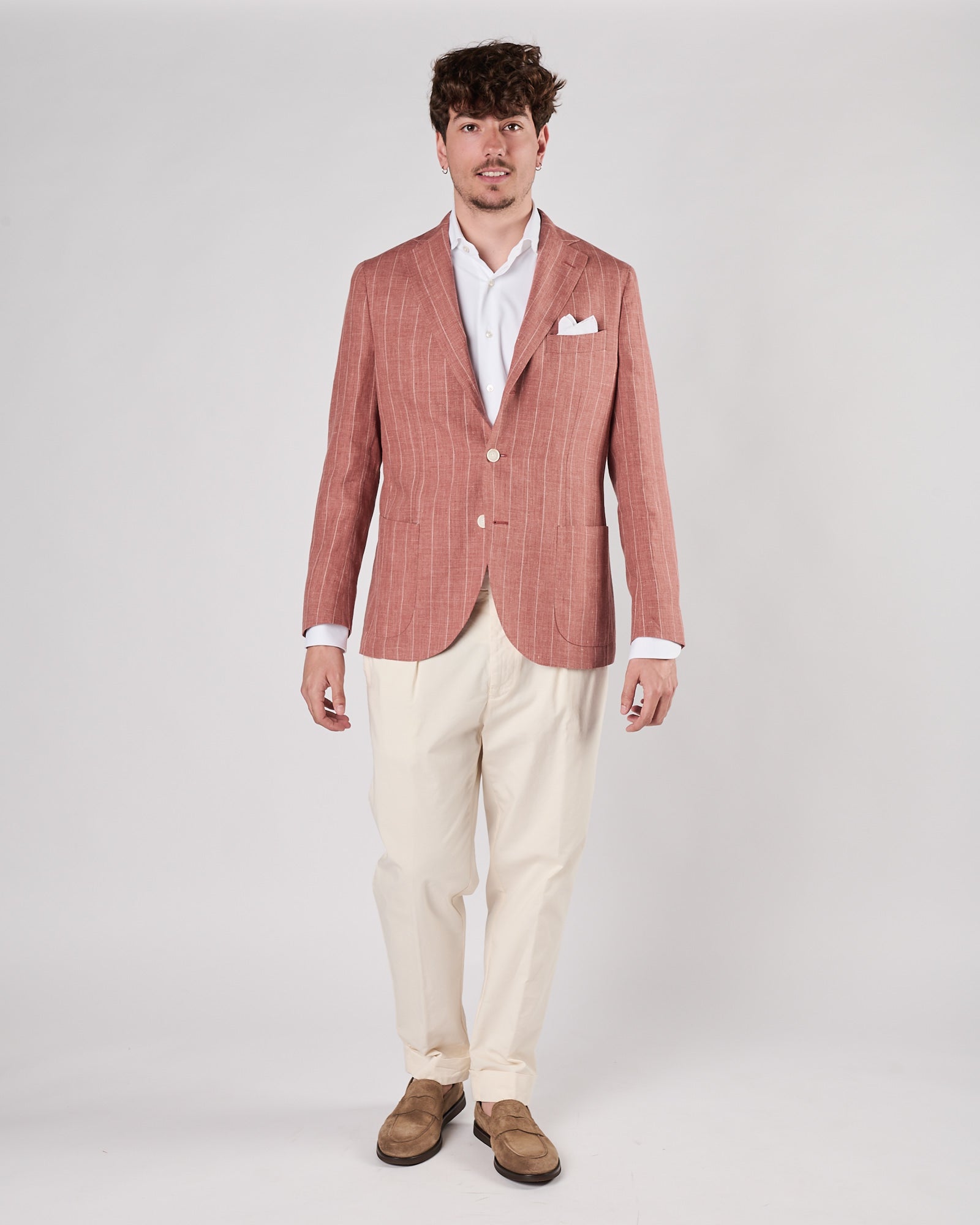 Giacca A|STORE un petto gessata rosa