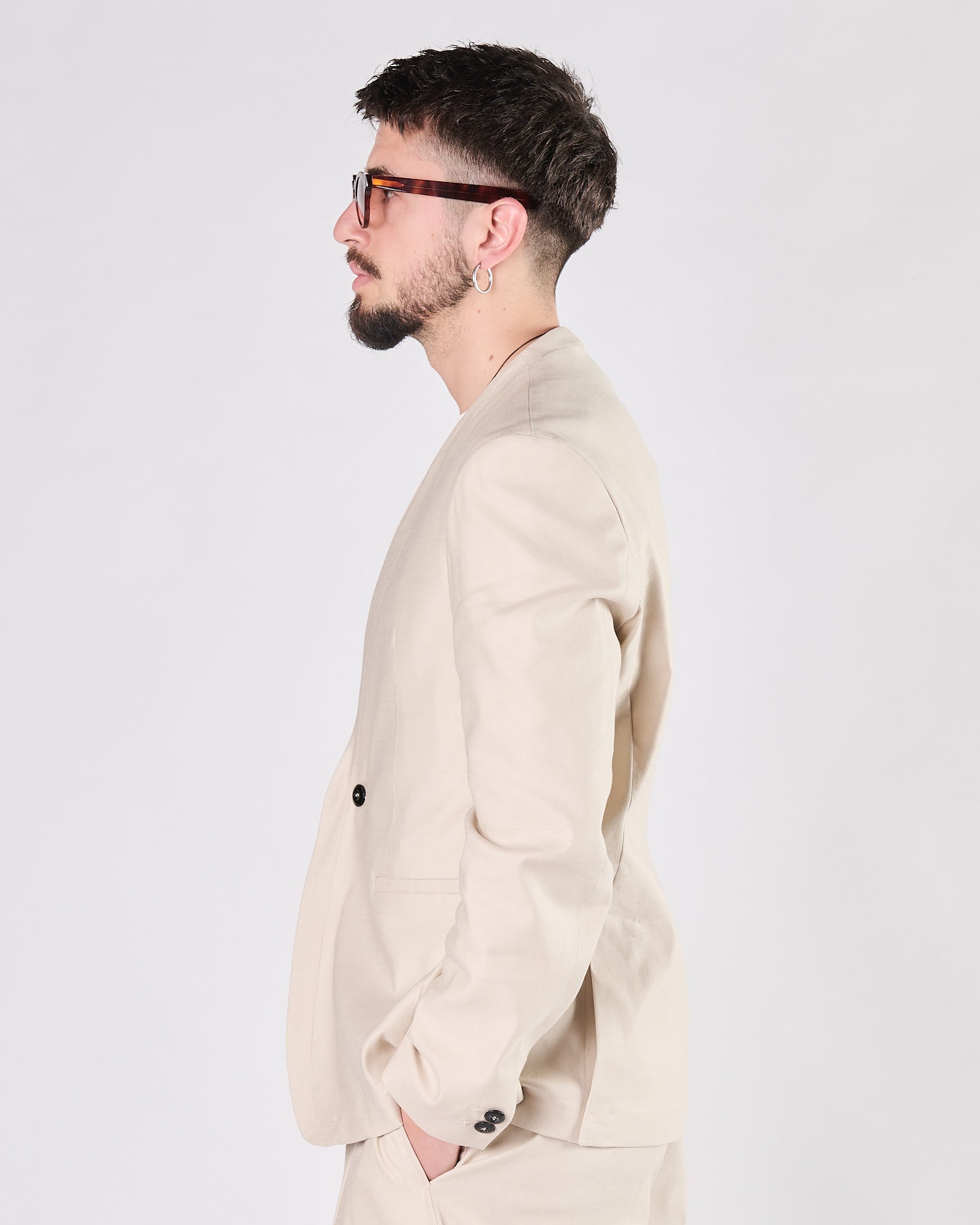 Giacca Aimé senza collo beige