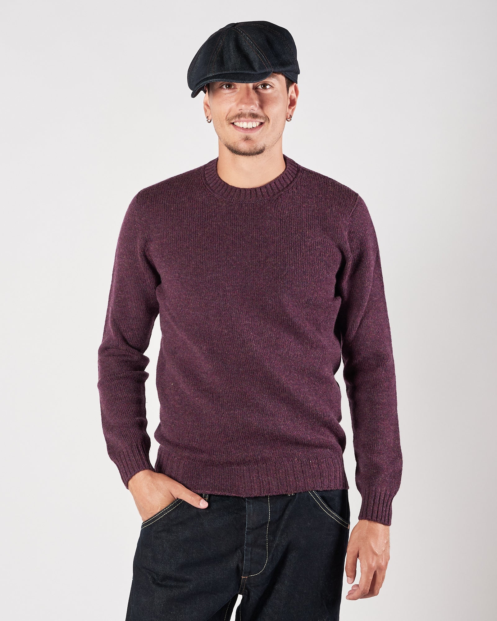 Maglia A|STORE in lana girocollo burgundy