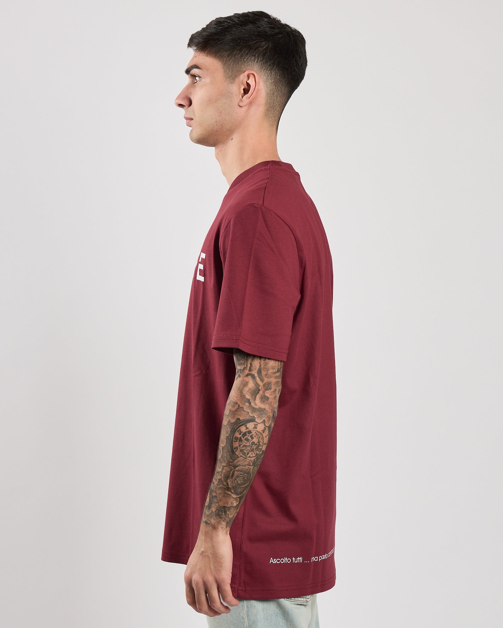 T-shirt A|STORE regular burgundy con logo
