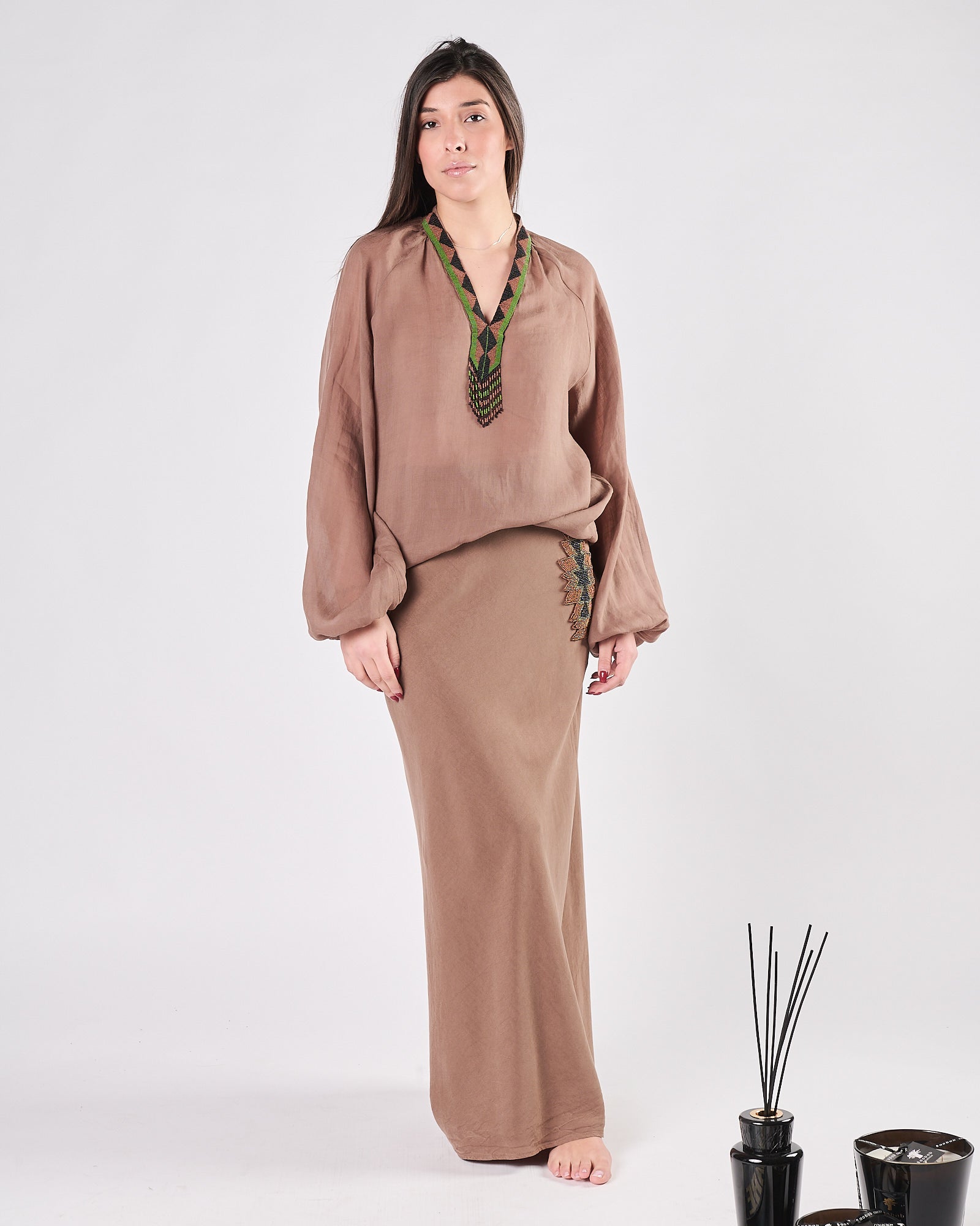 Camicia Bazar Deluxe con applicazione nocciola