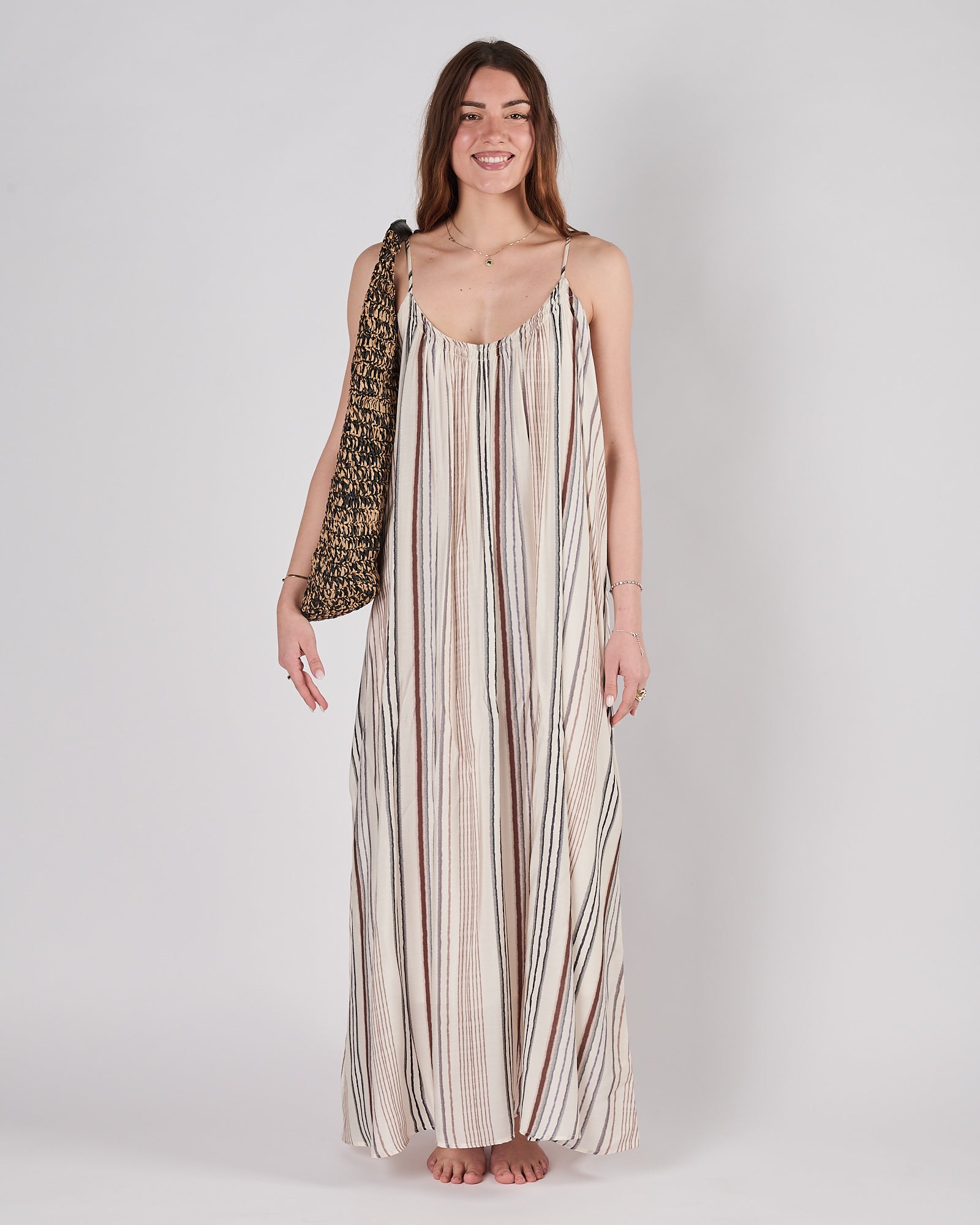 Abito Eleh fanatasia a righe lungo scivolato