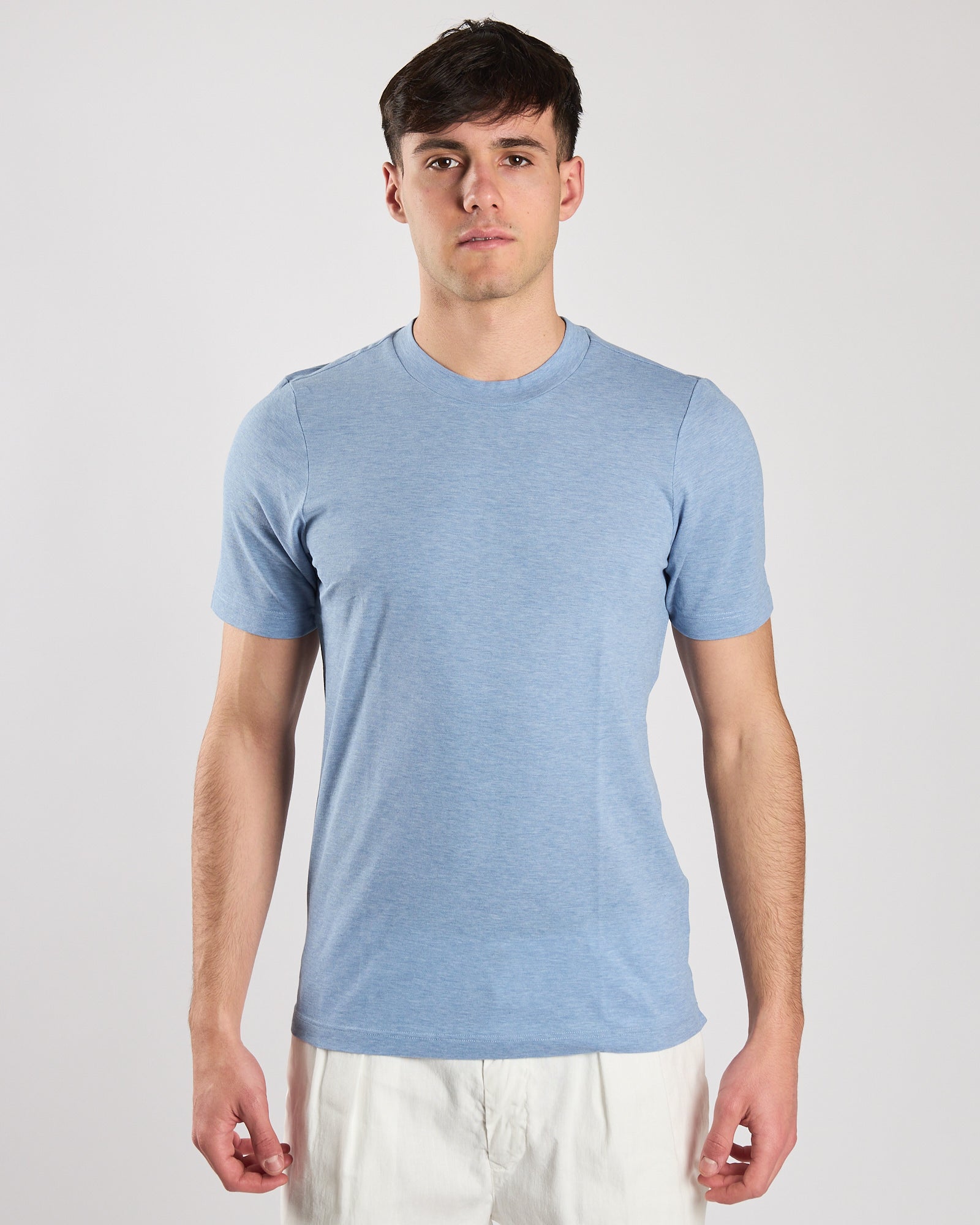 T-shirt A|STORE in piquet leggero celeste