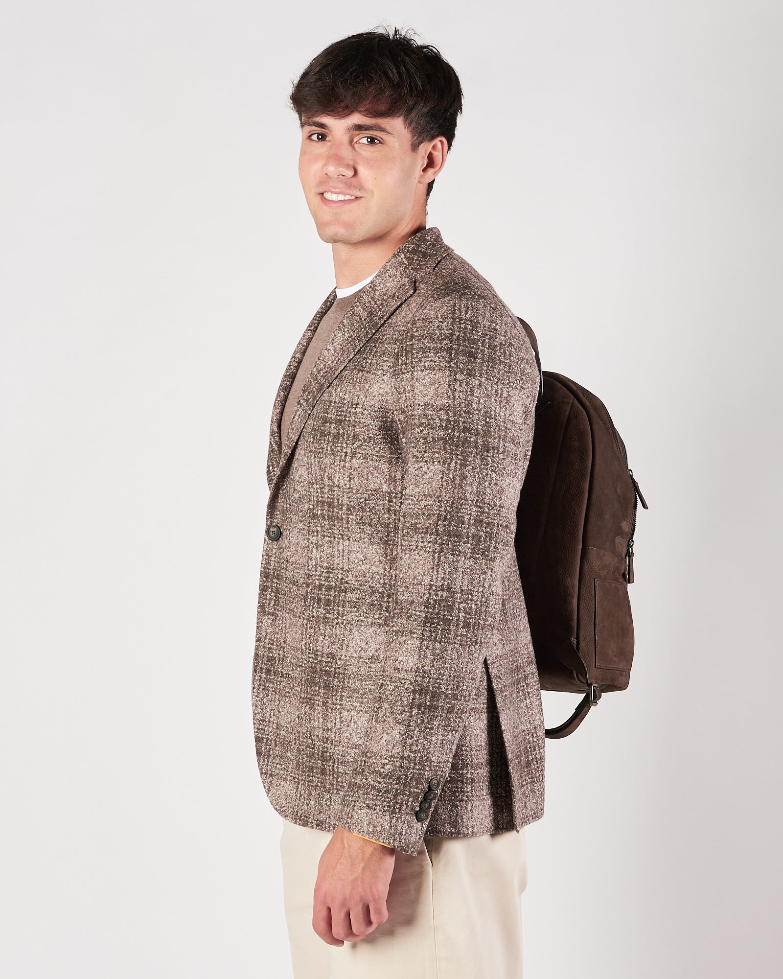 Giacca Tagliatore un petto fantasia quadri tabacco