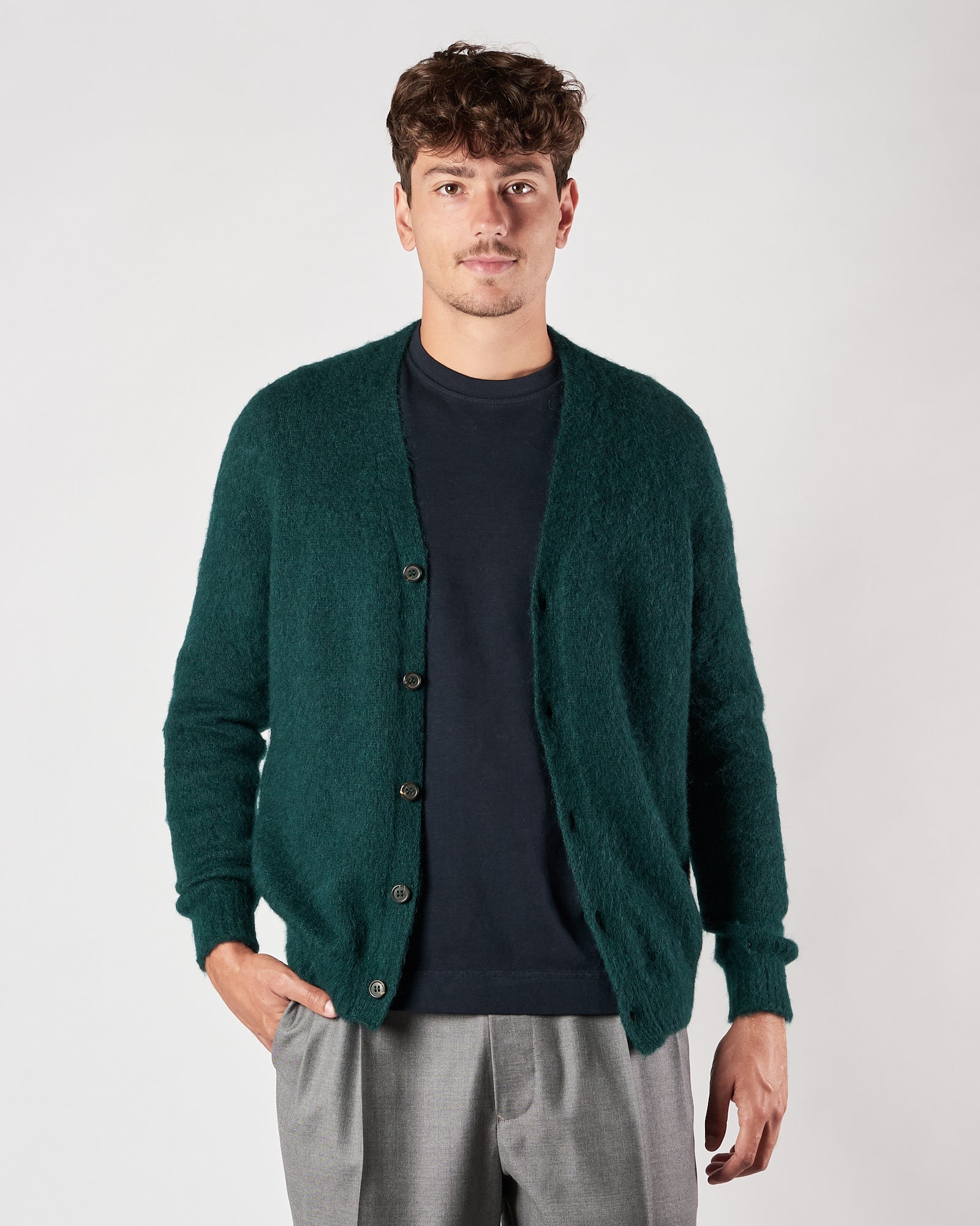 Cardigan A|STORE con bottoni verde