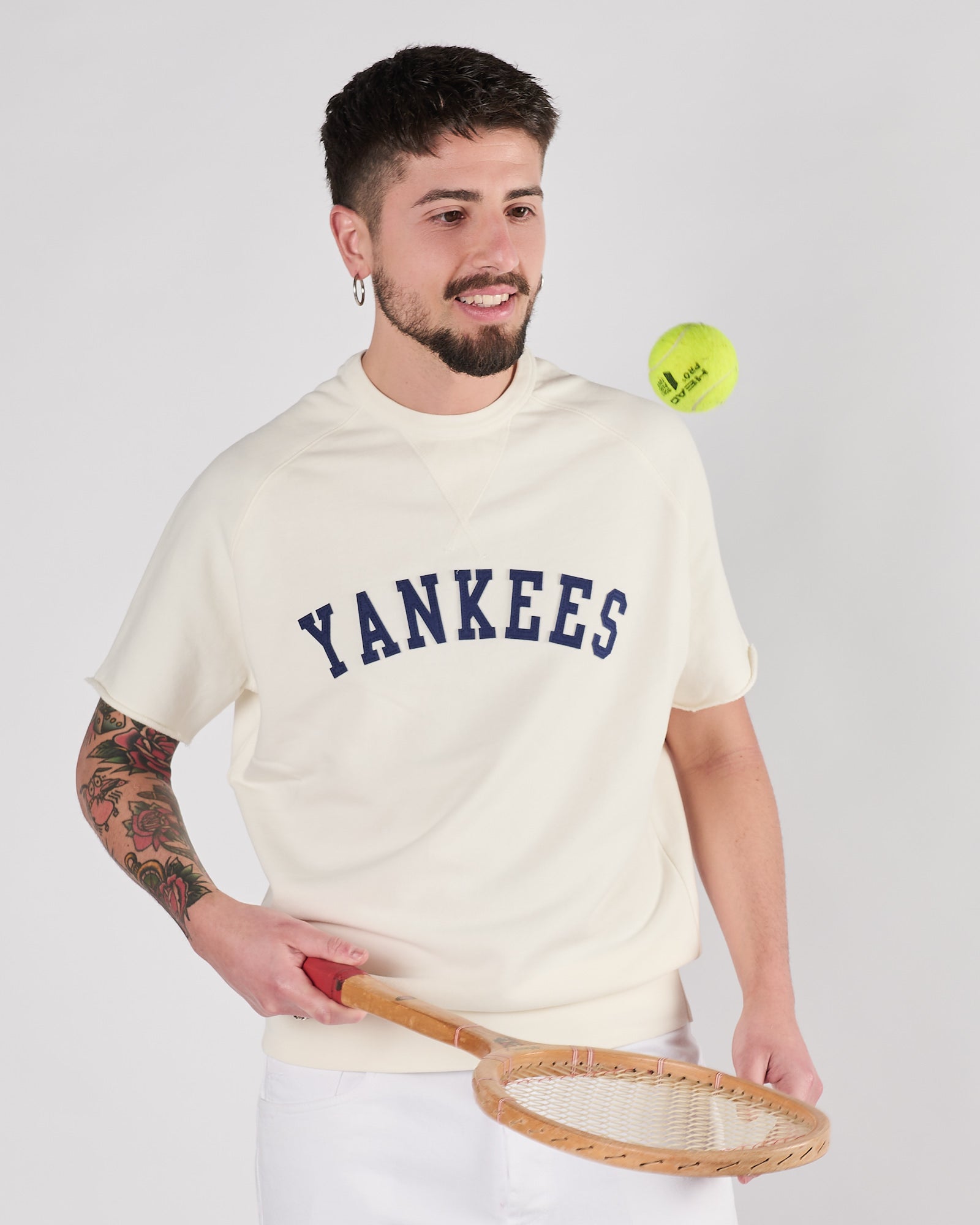 Felpa Chesapeake's mezza manica crema con stampa