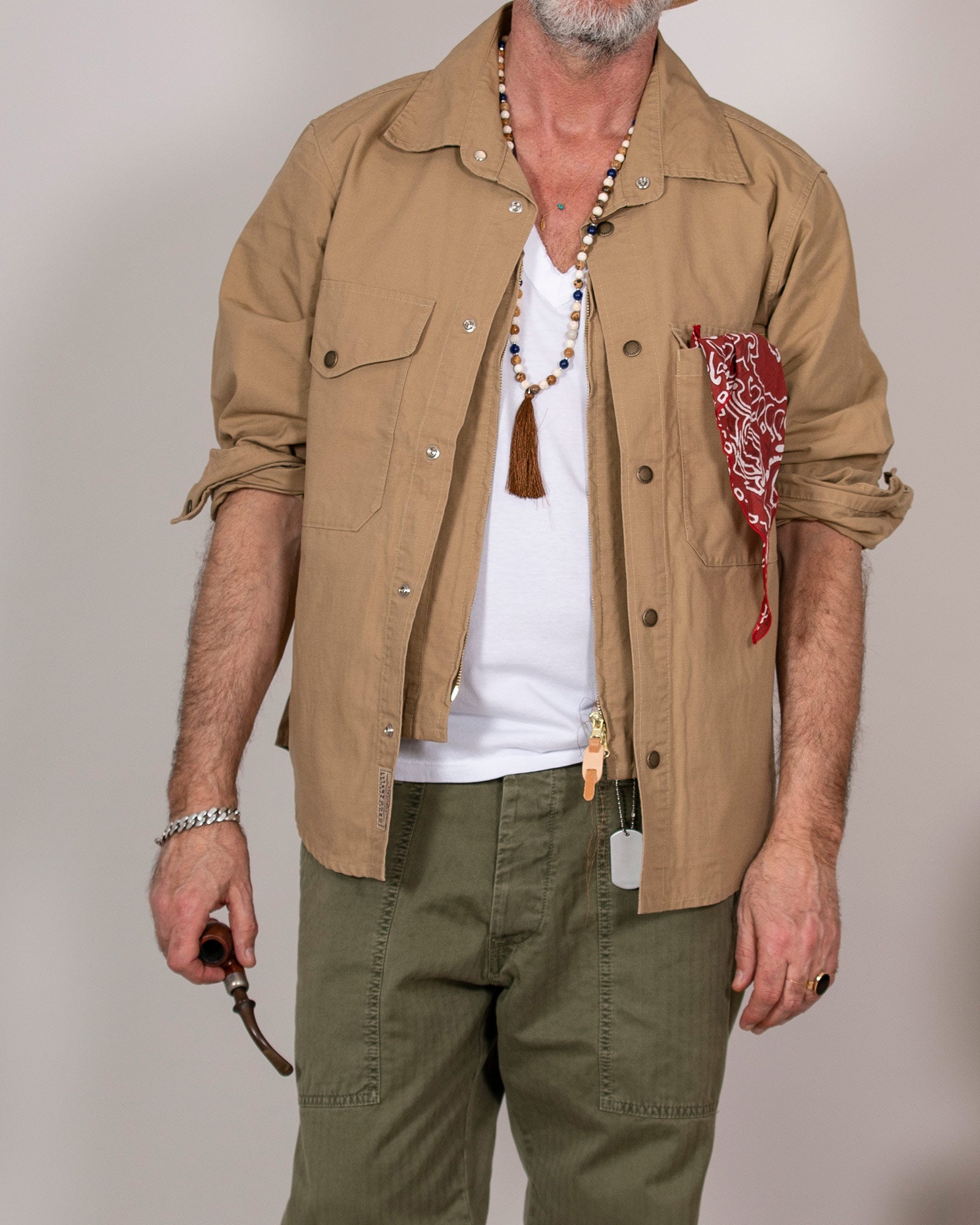 Giacca camicia Manifatture Ceccarelli in cotone cammello