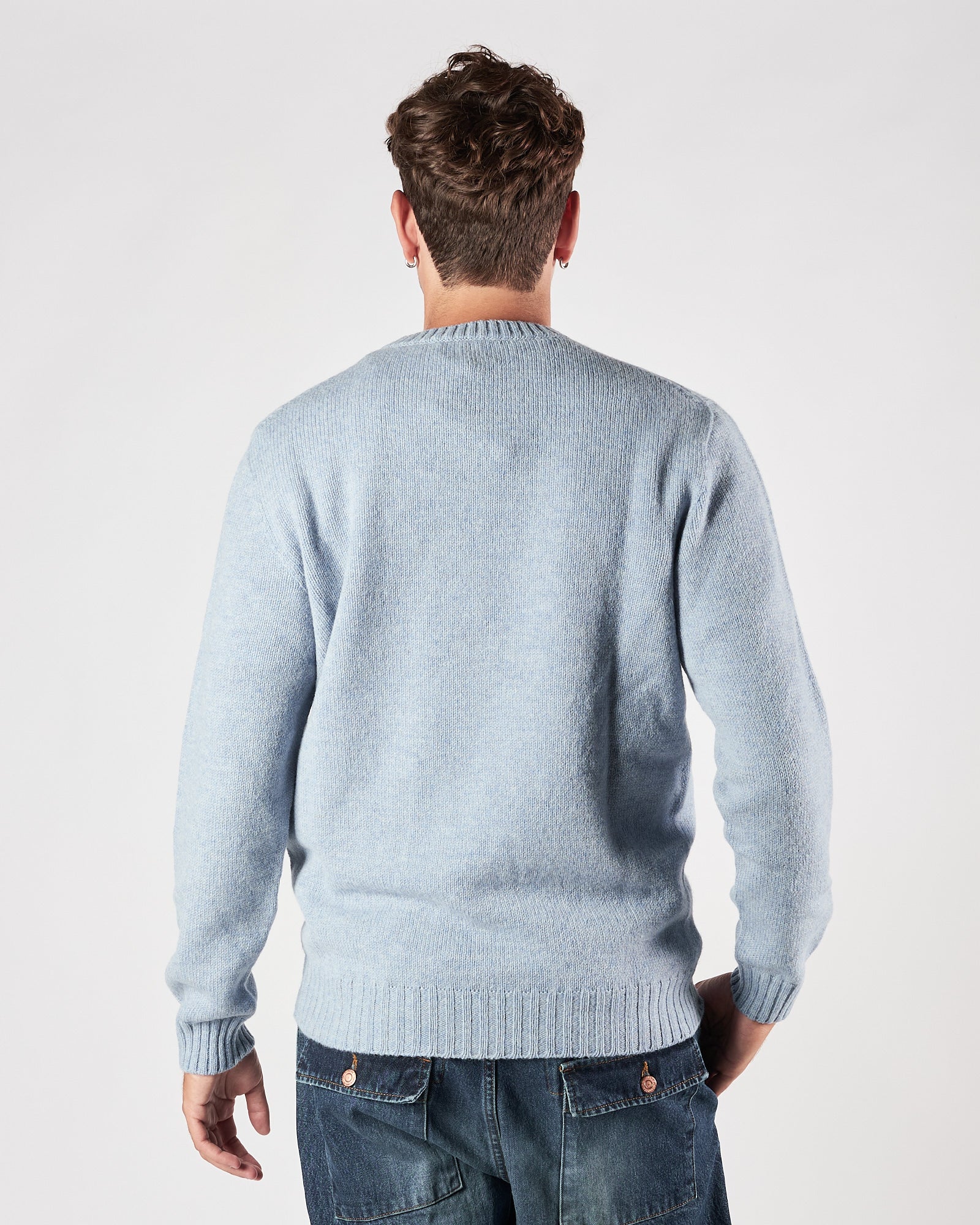 Maglia A|STORE in lana girocollo celeste