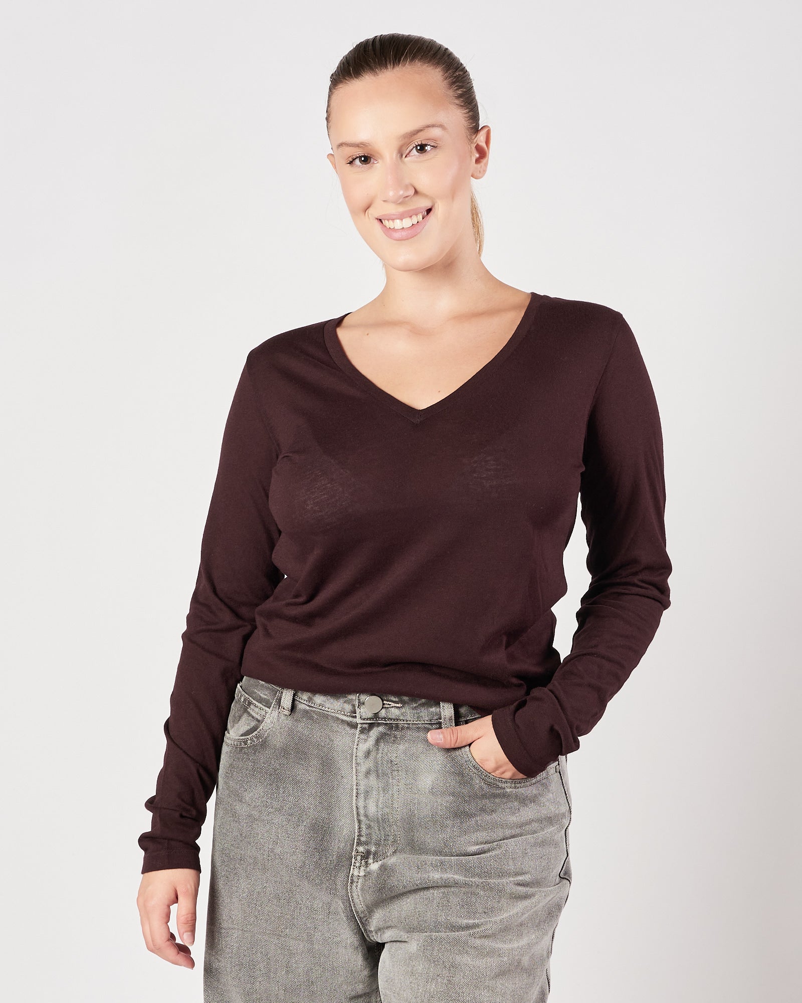 Maglia Majestic scollo V prugna