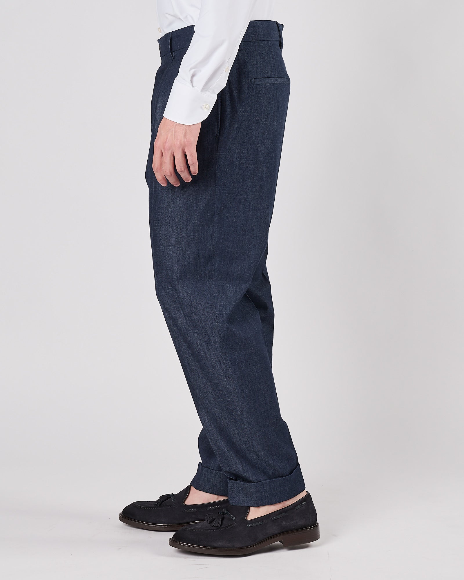 Pantalone Berwich una pence francese blu effetto denim
