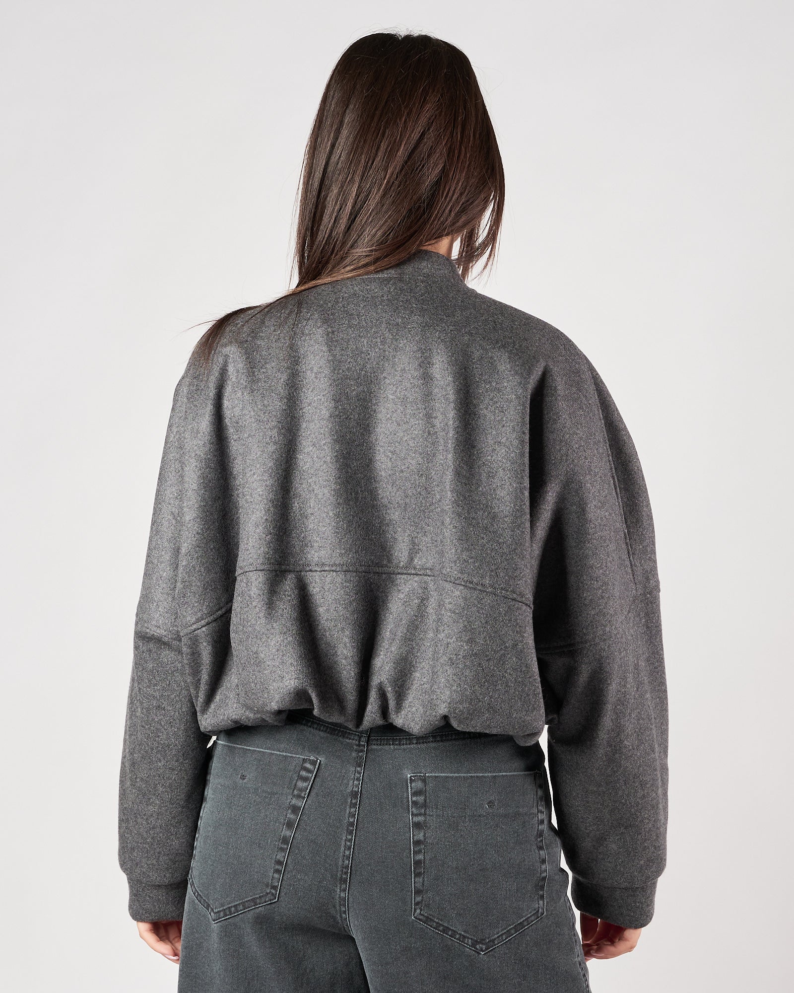 Felpa Tela9 bomber con zip grigia