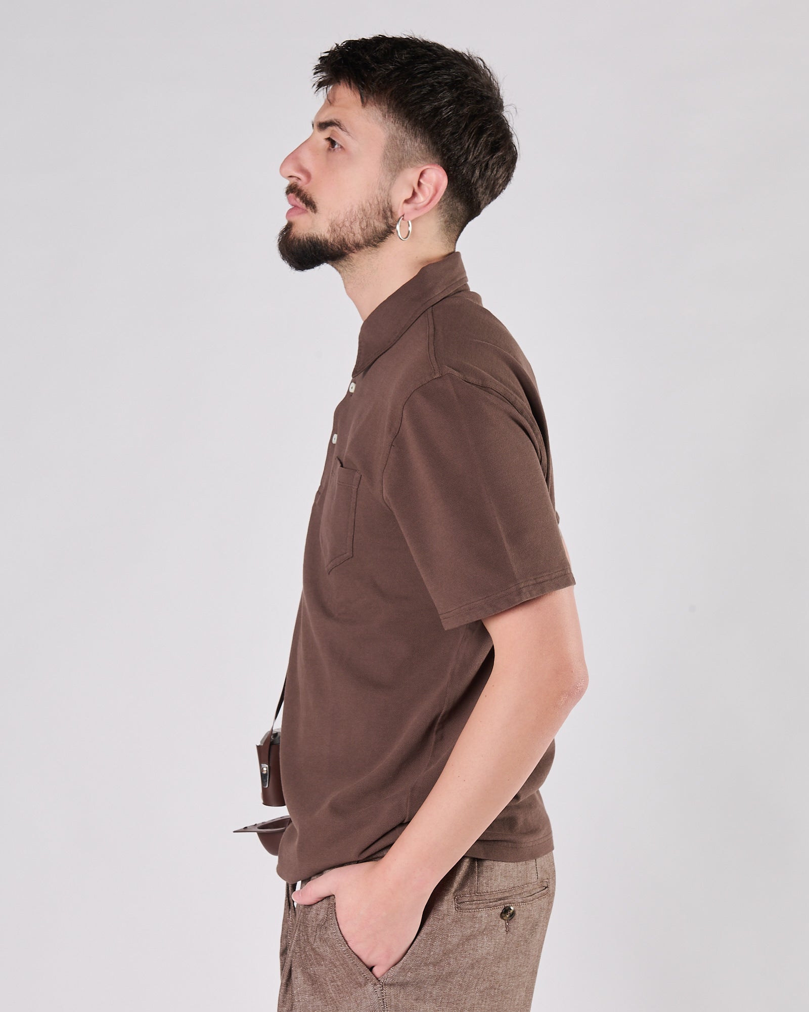 Polo Bl'ker manica corta piquet Dark brown