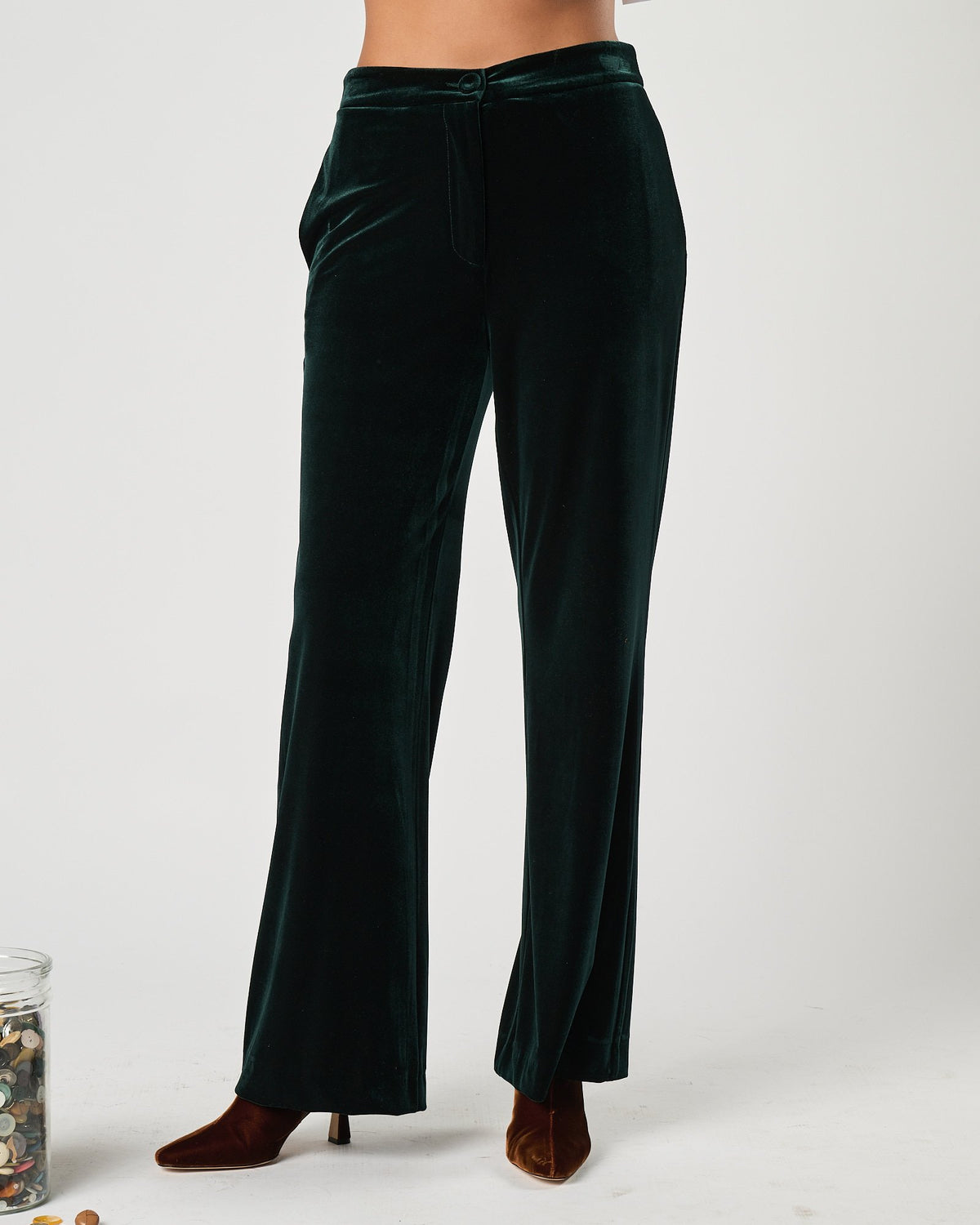 Tailleur Carla Ruiz in velluto liscio verde