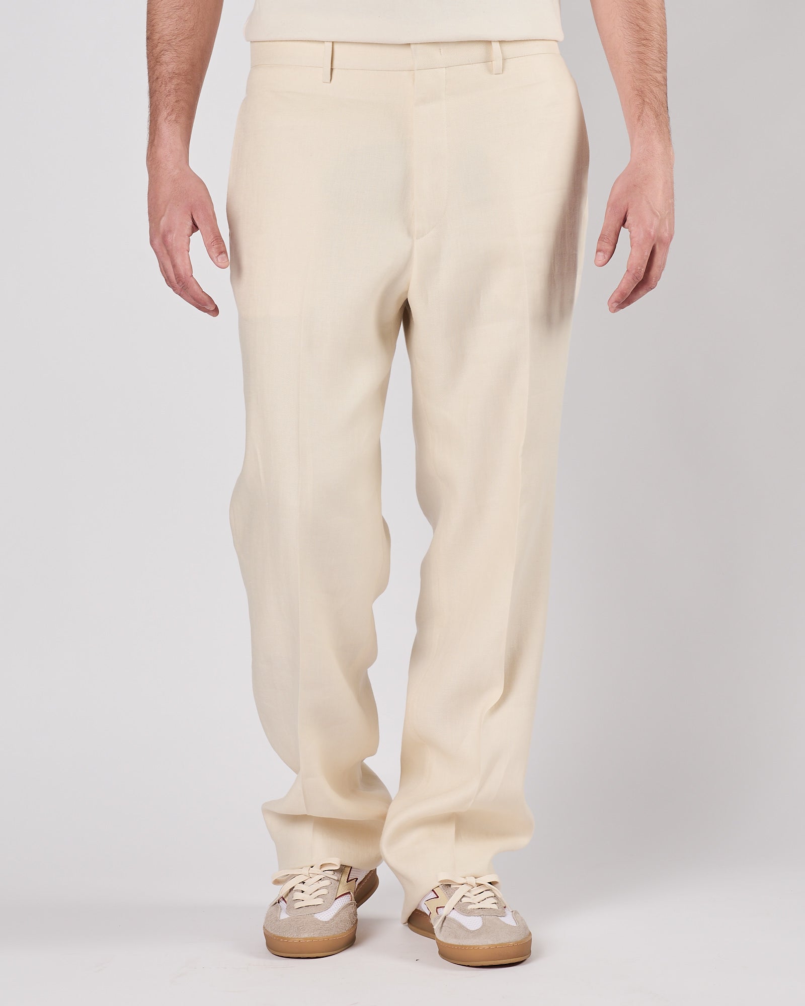 Pantalone Tagliatore largo in lino panna