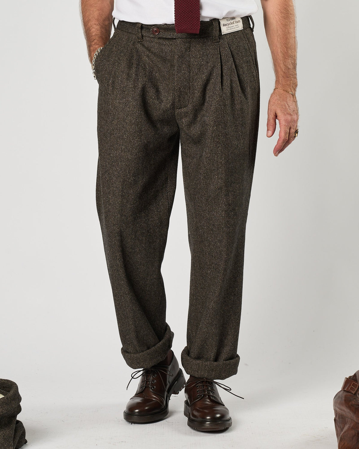 Pantalone Tela Genova spinato doppia pence verde