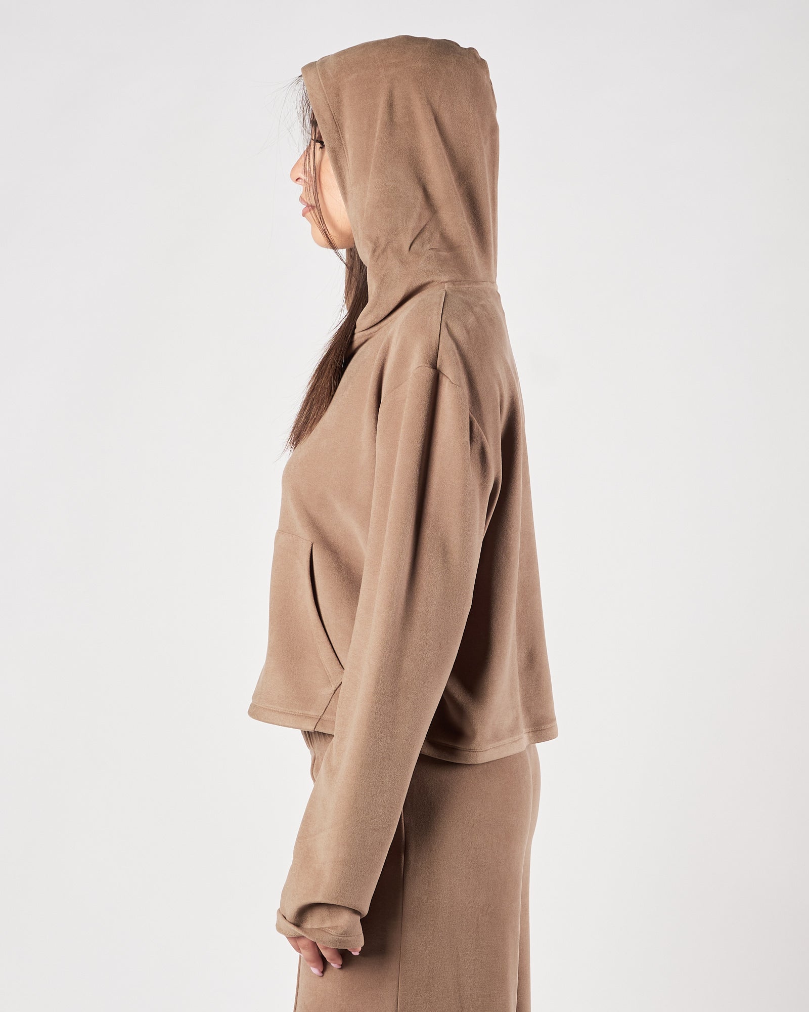 Felpa Eleh con zip e cappuccio grigio fango