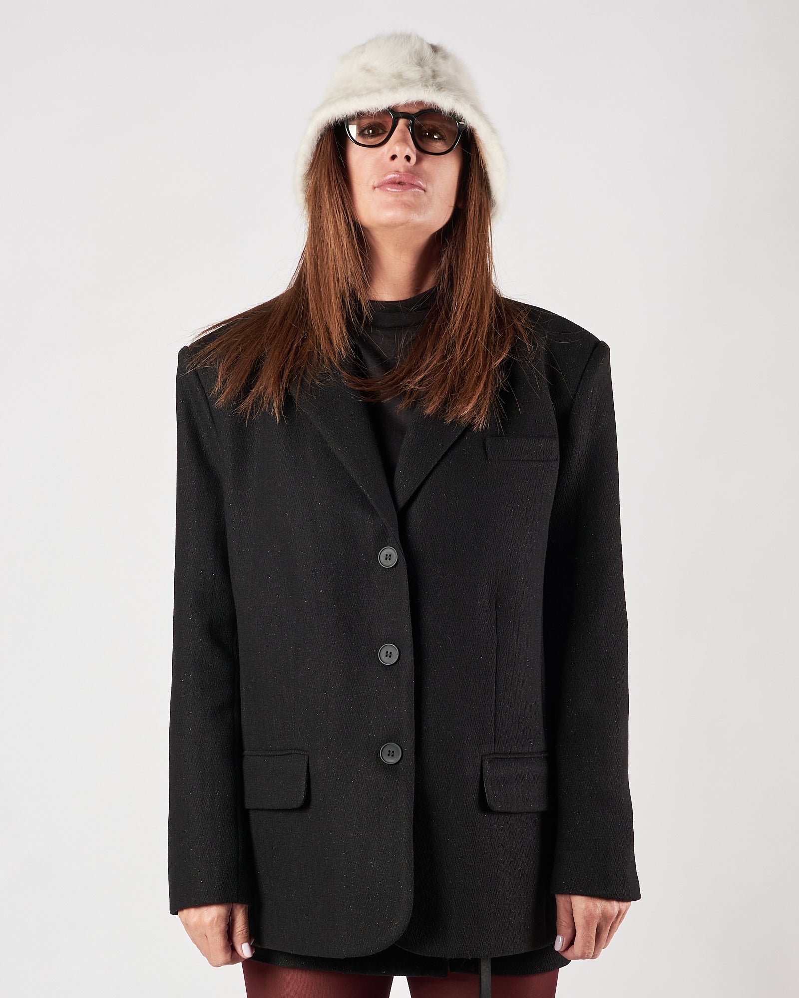 Blazer Eleh over nero spinato brillantinato