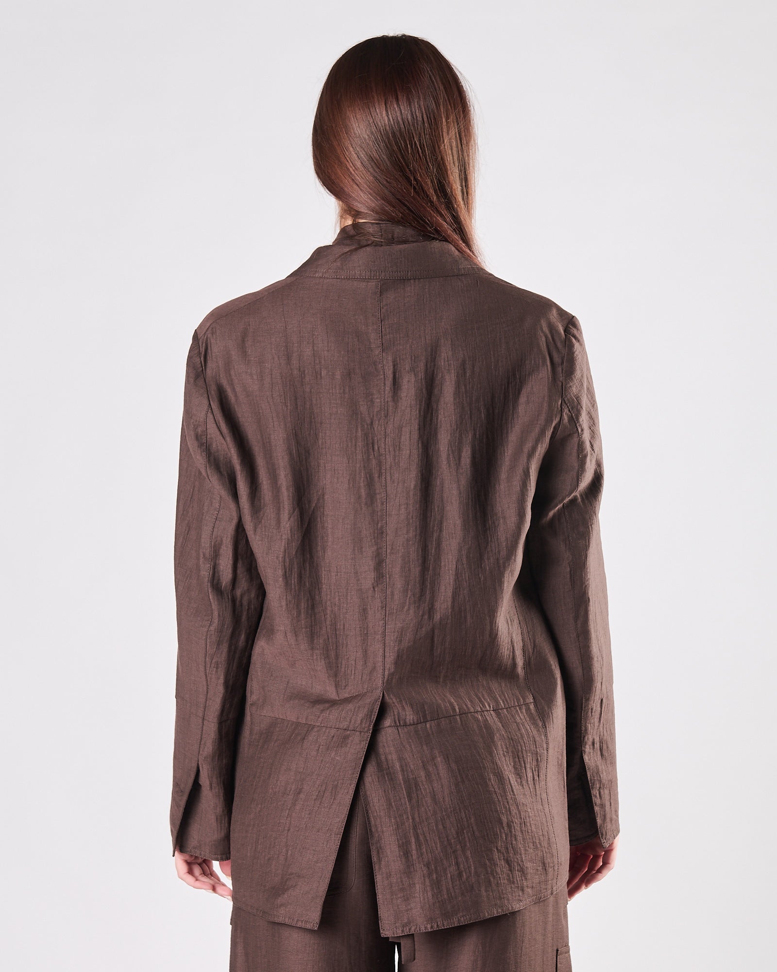 Giacca Tela9 un petto in lino moro
