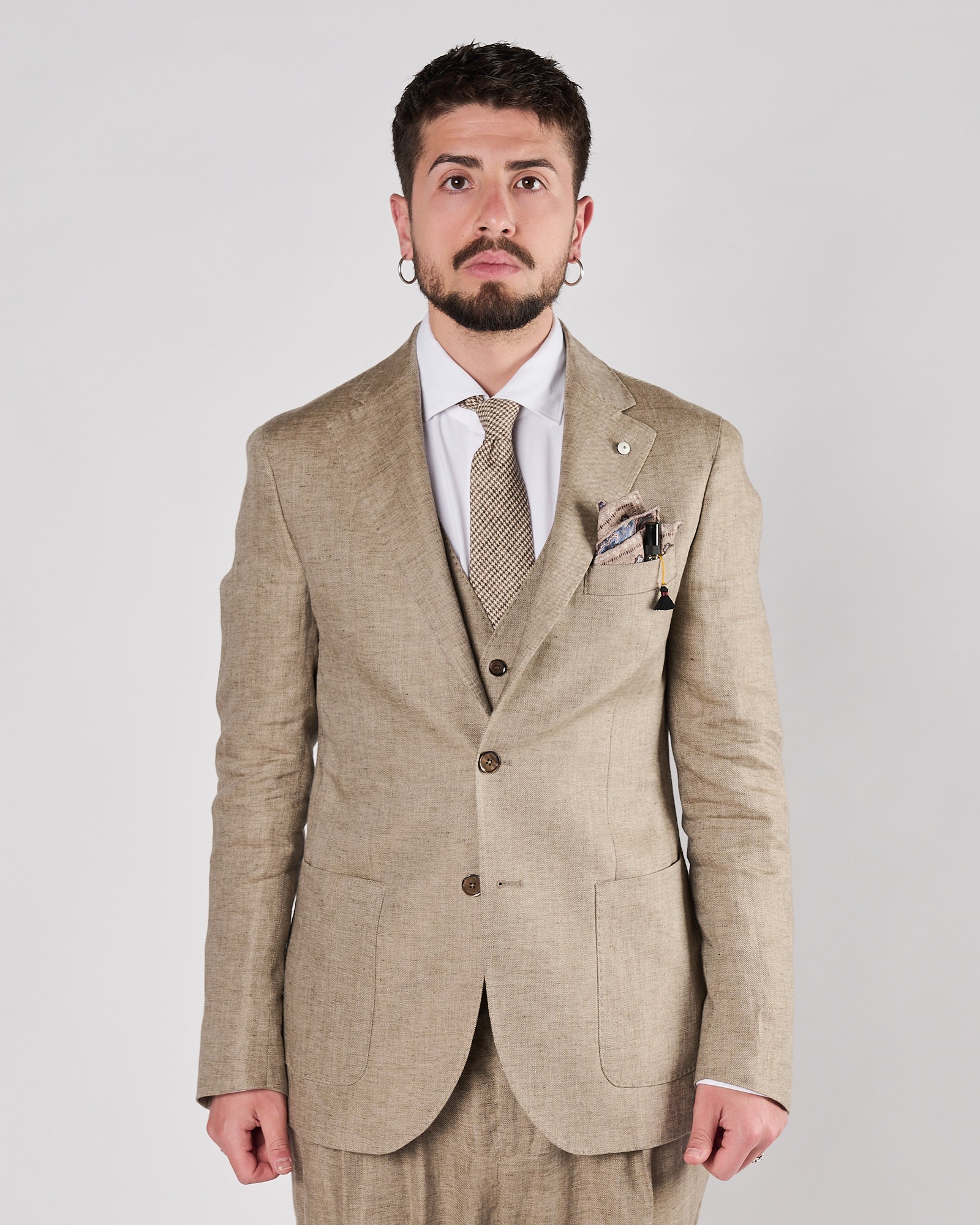 Giacca Lbm1911 un petto in lino color cachemire