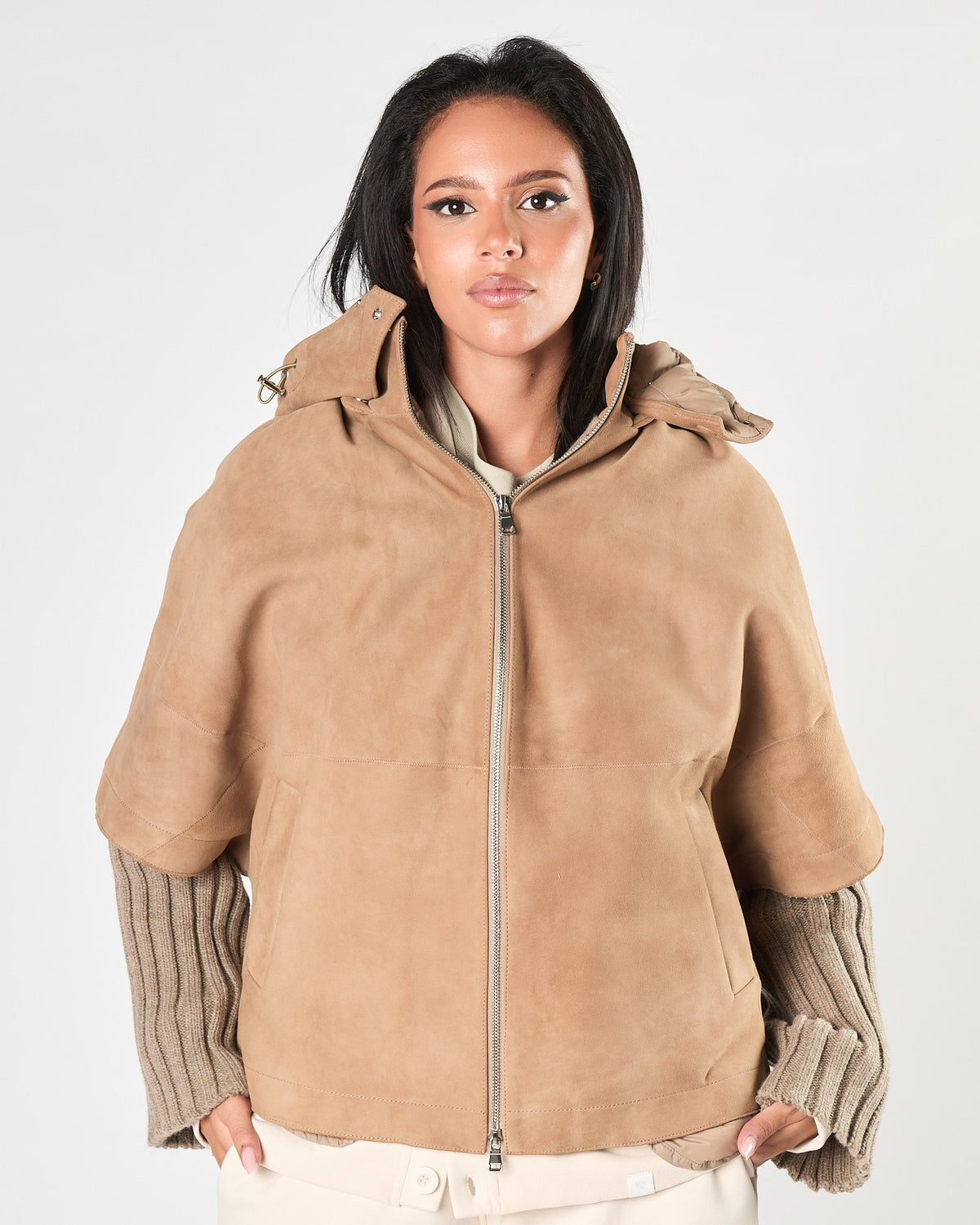 Giaccone A|STORE in camoscio beige