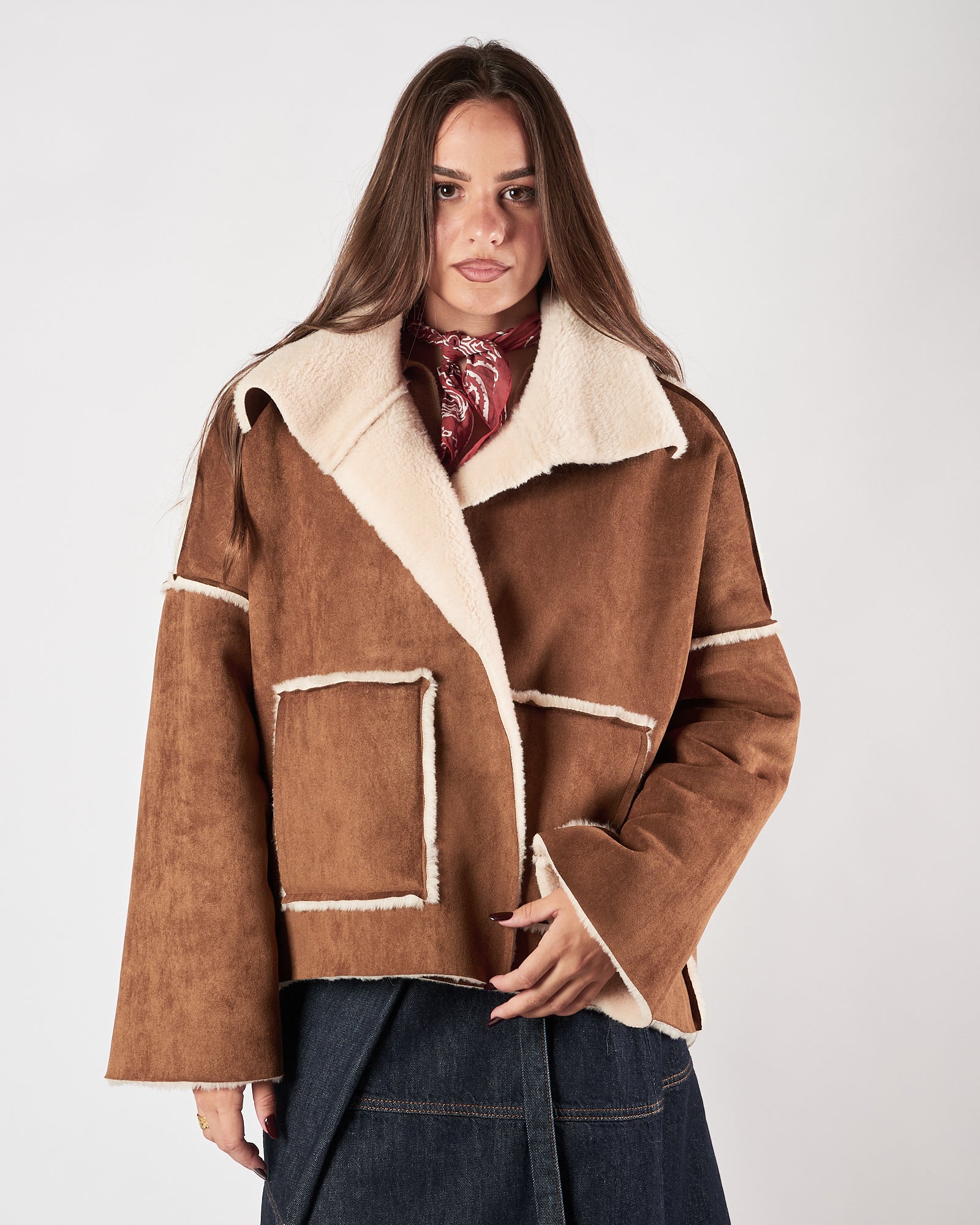 Eco montone Eleh over cognac imbottito