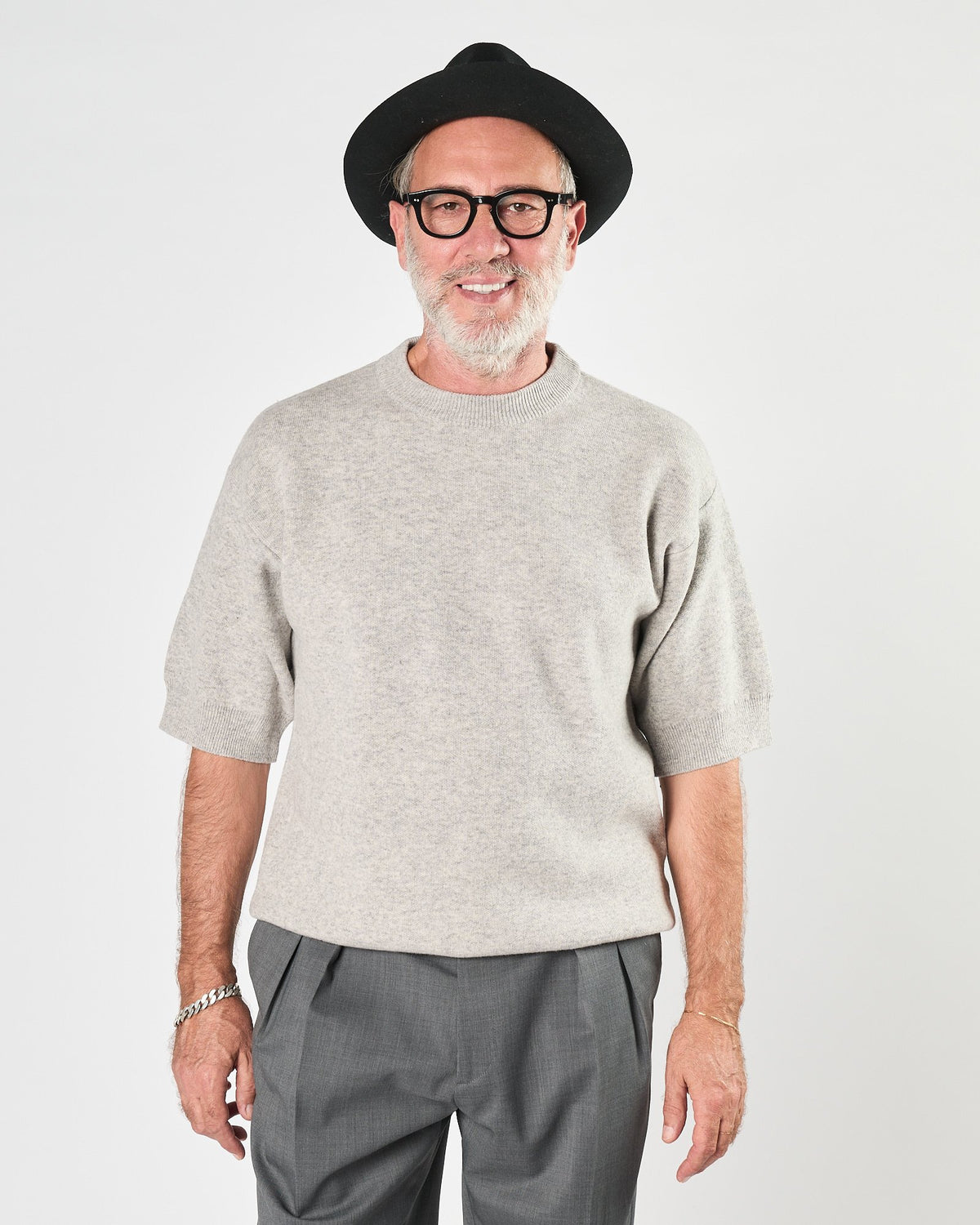 Maglia Daniele Fiesoli manica corta in cashmere grigio