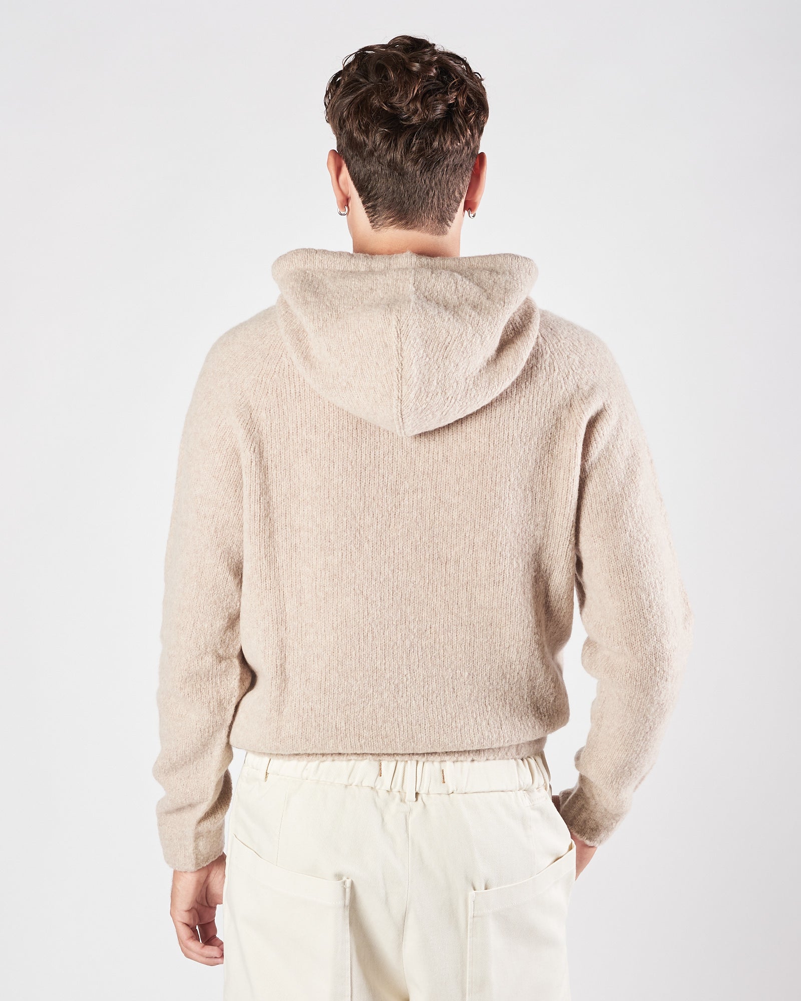 Maglia A|STORE lana e cachemere con cappuccio beige