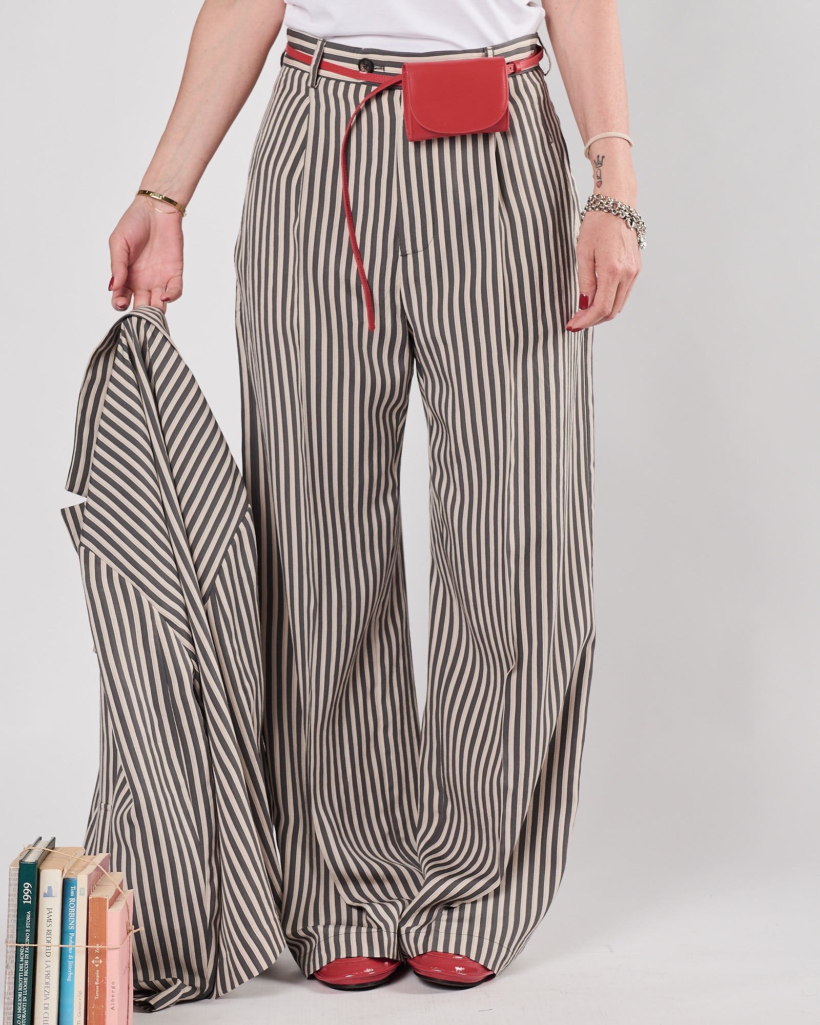 Pantalone Tela9 fantasia a righe una pence