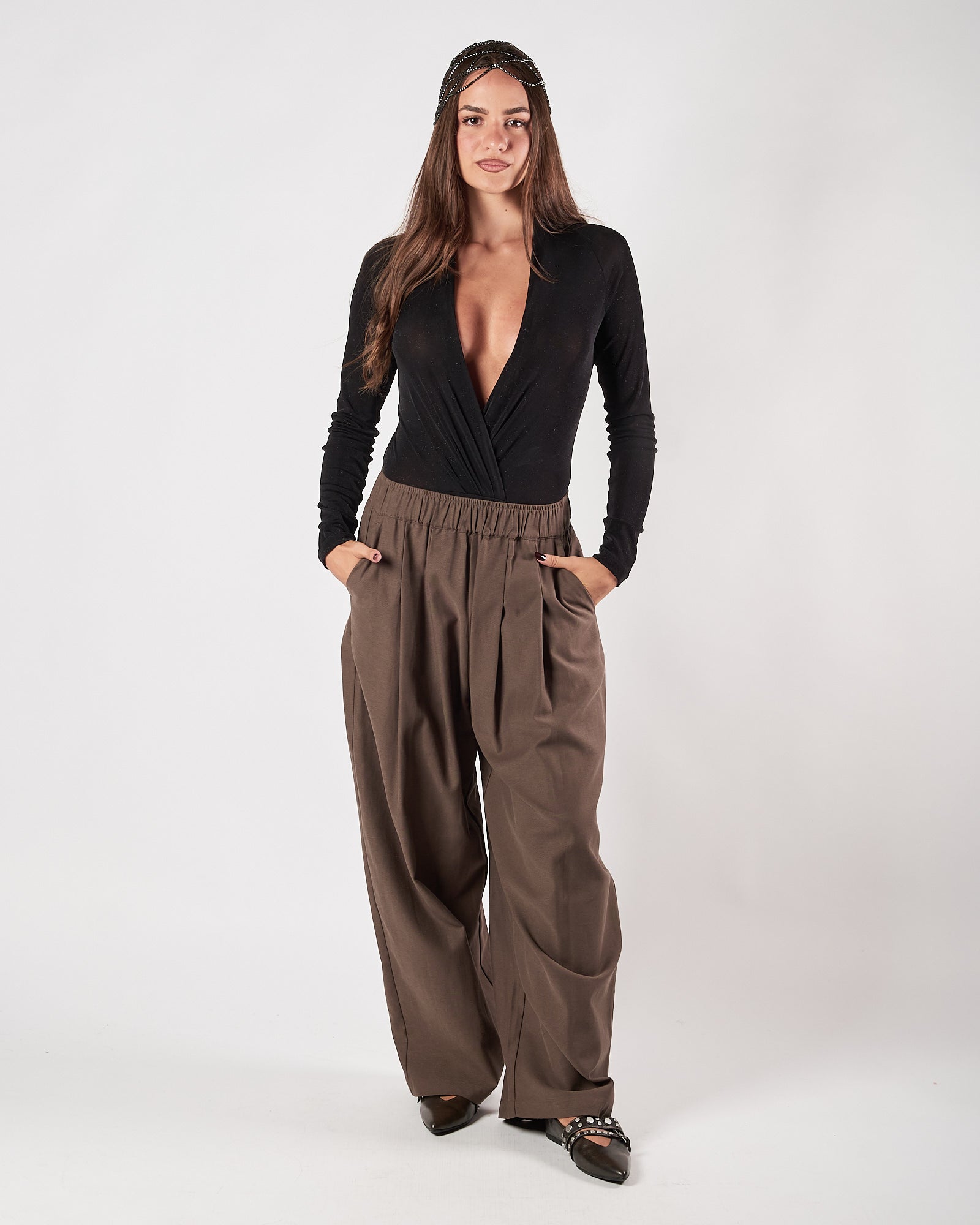 Pantalone Eleh largo verde kaki