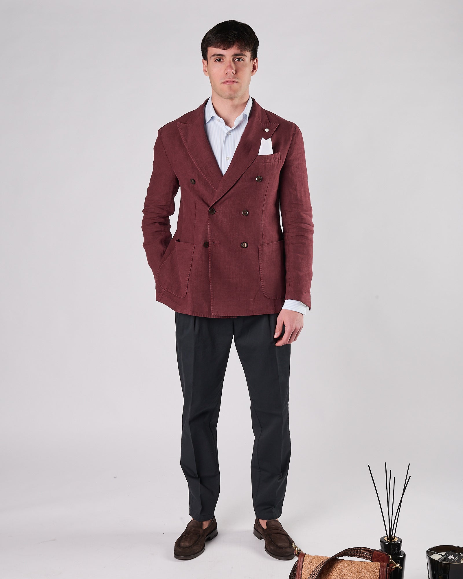 Giacca Lbm1911 doppio petto bordeaux