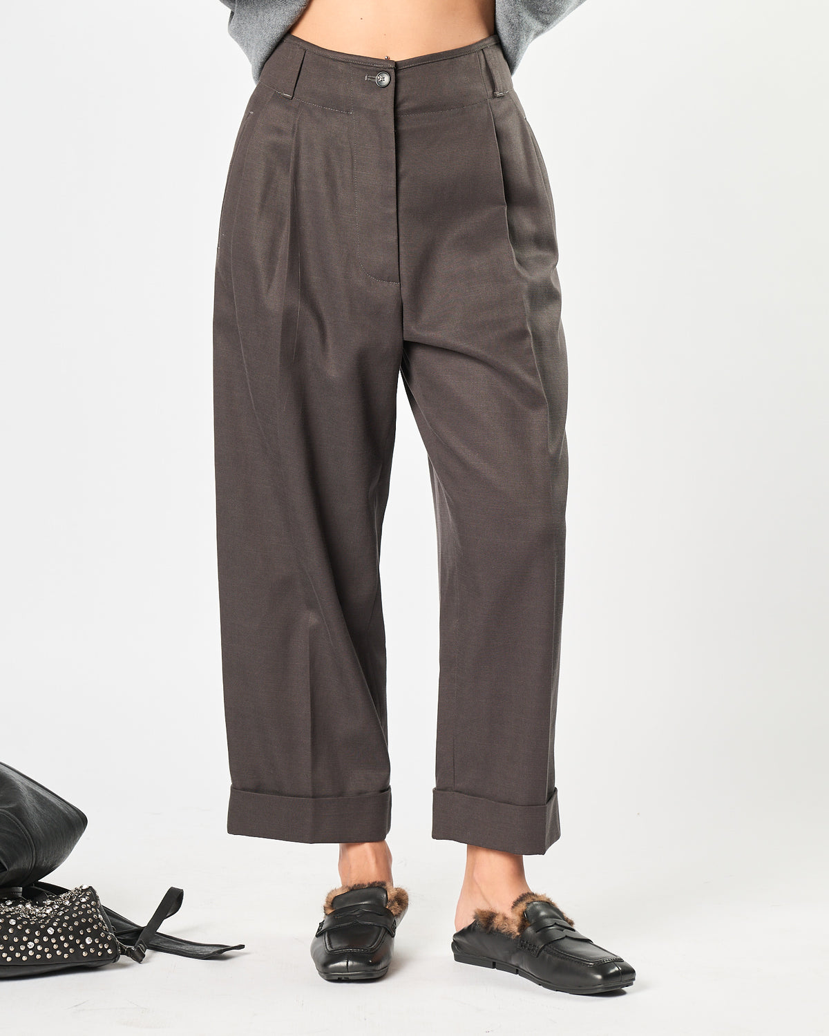 Pantalone Tela9 doppia pence grigio