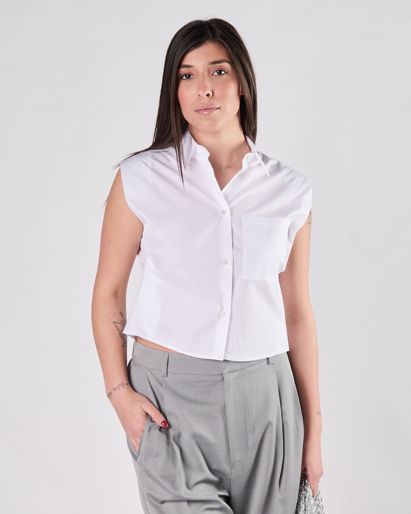 Camicia Tela9 corta in popeline bianca