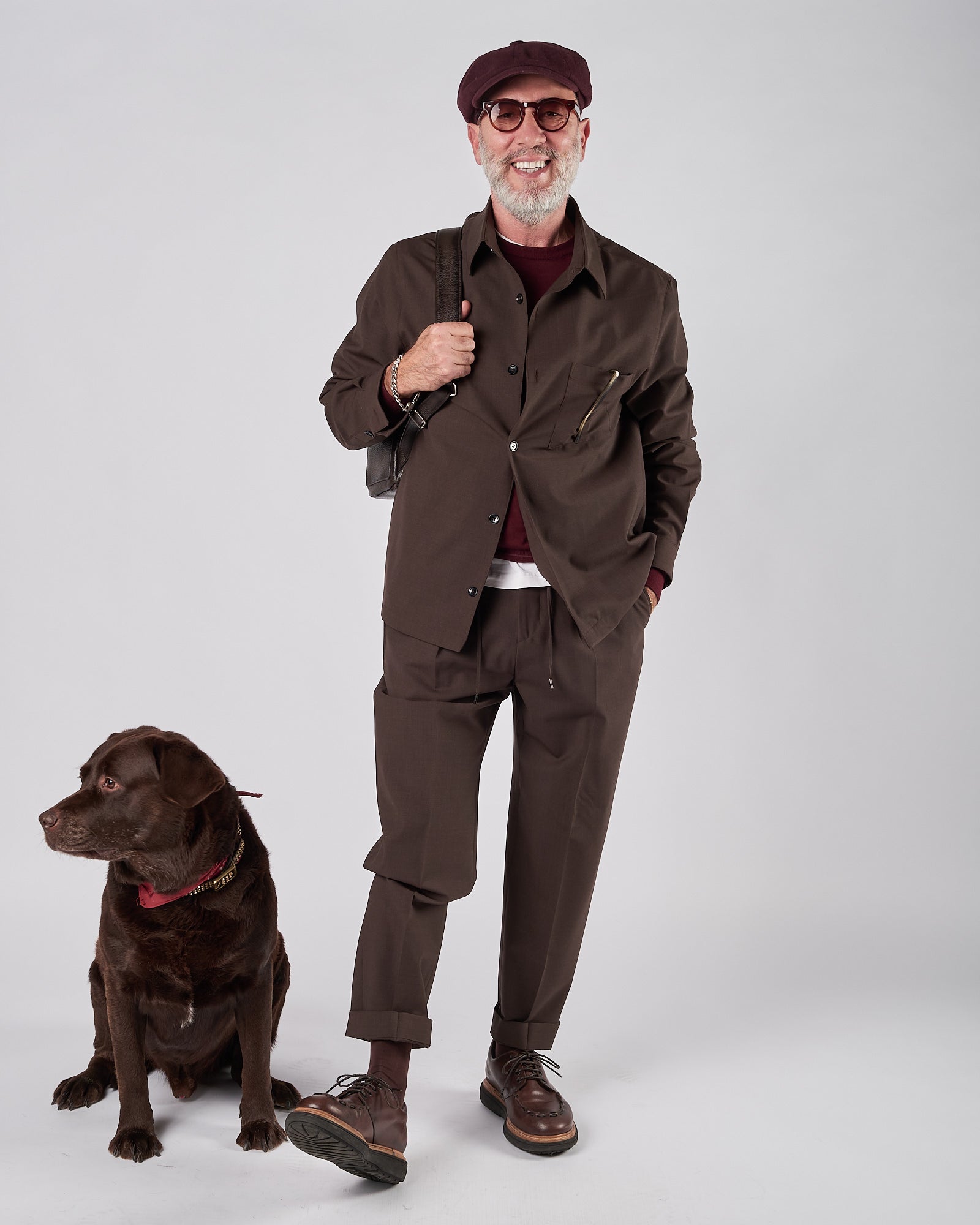 Giacca camicia A|STORE in lana vergine moro