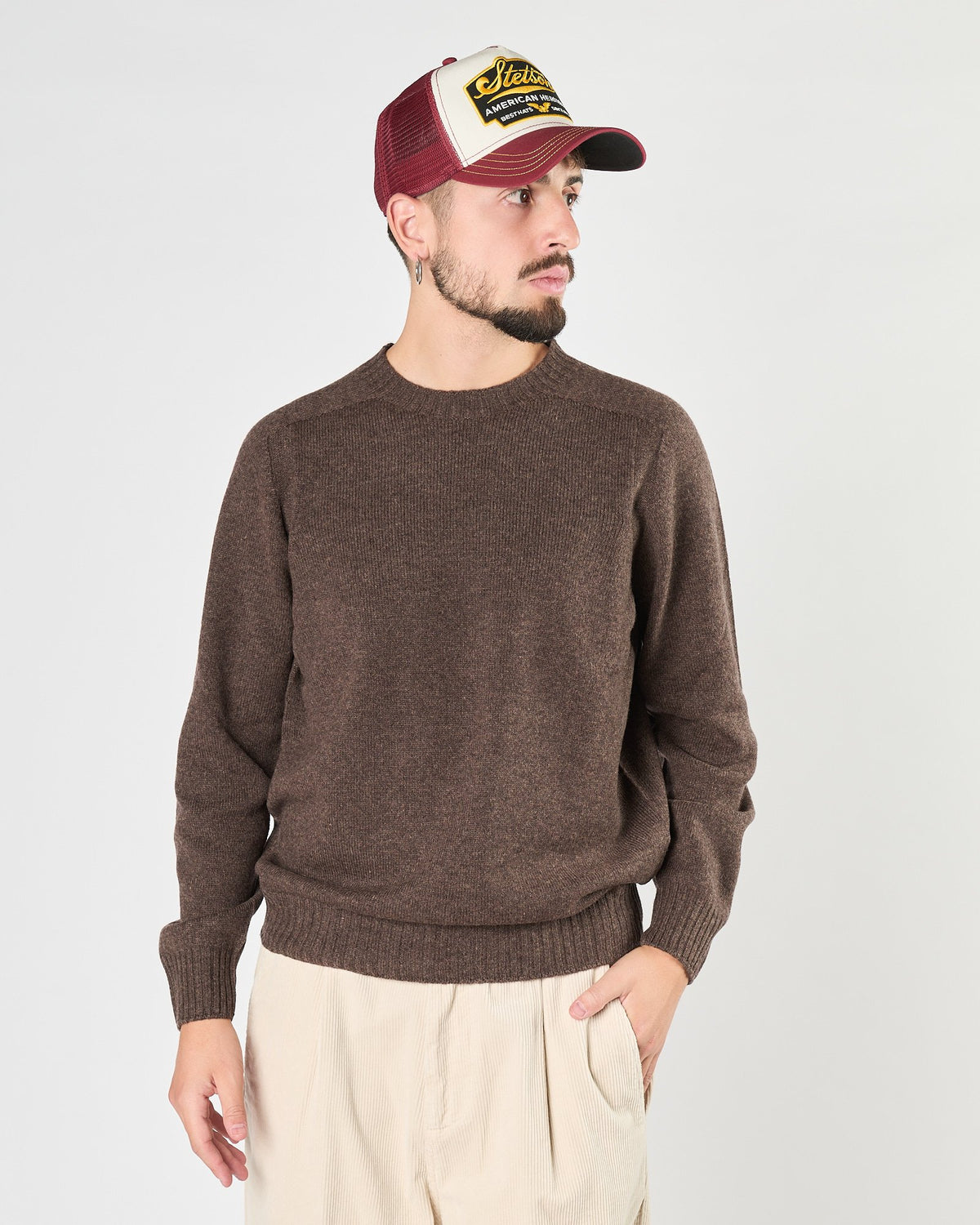 Maglia A|STORE girocollo in lana moro