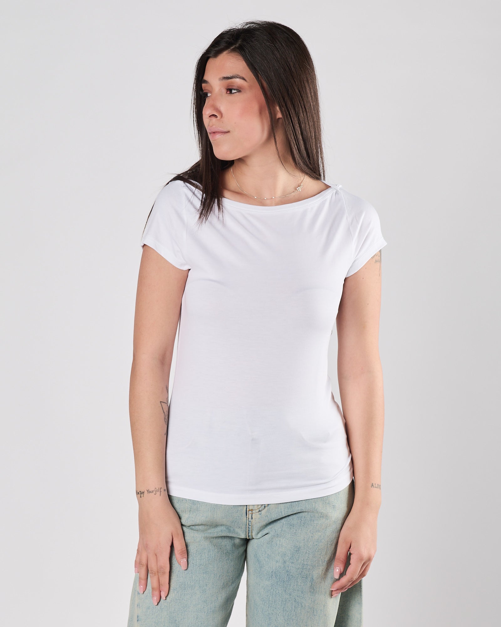 T-shirt Majestic manica corta bianca